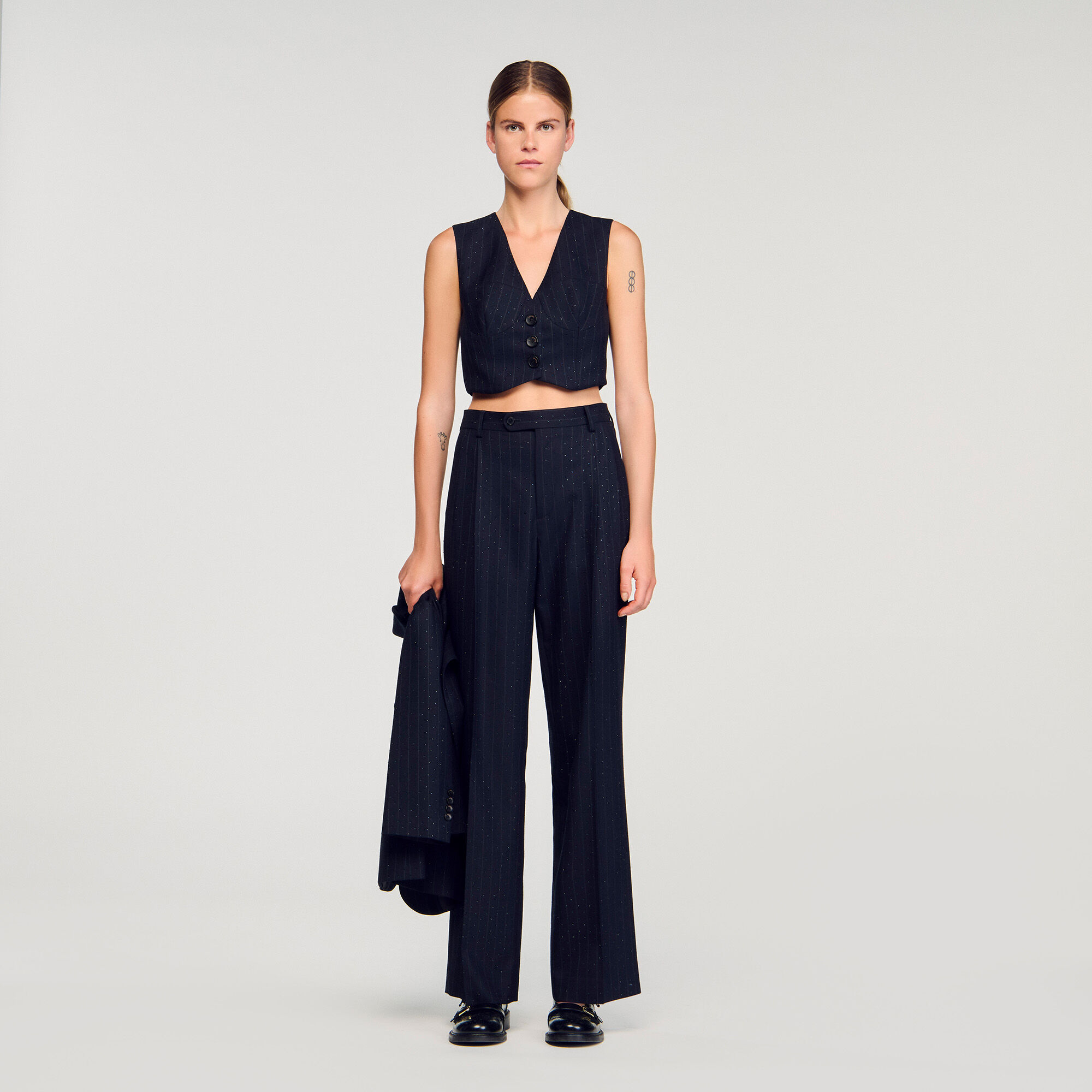 Gestreifter Strass-Overall