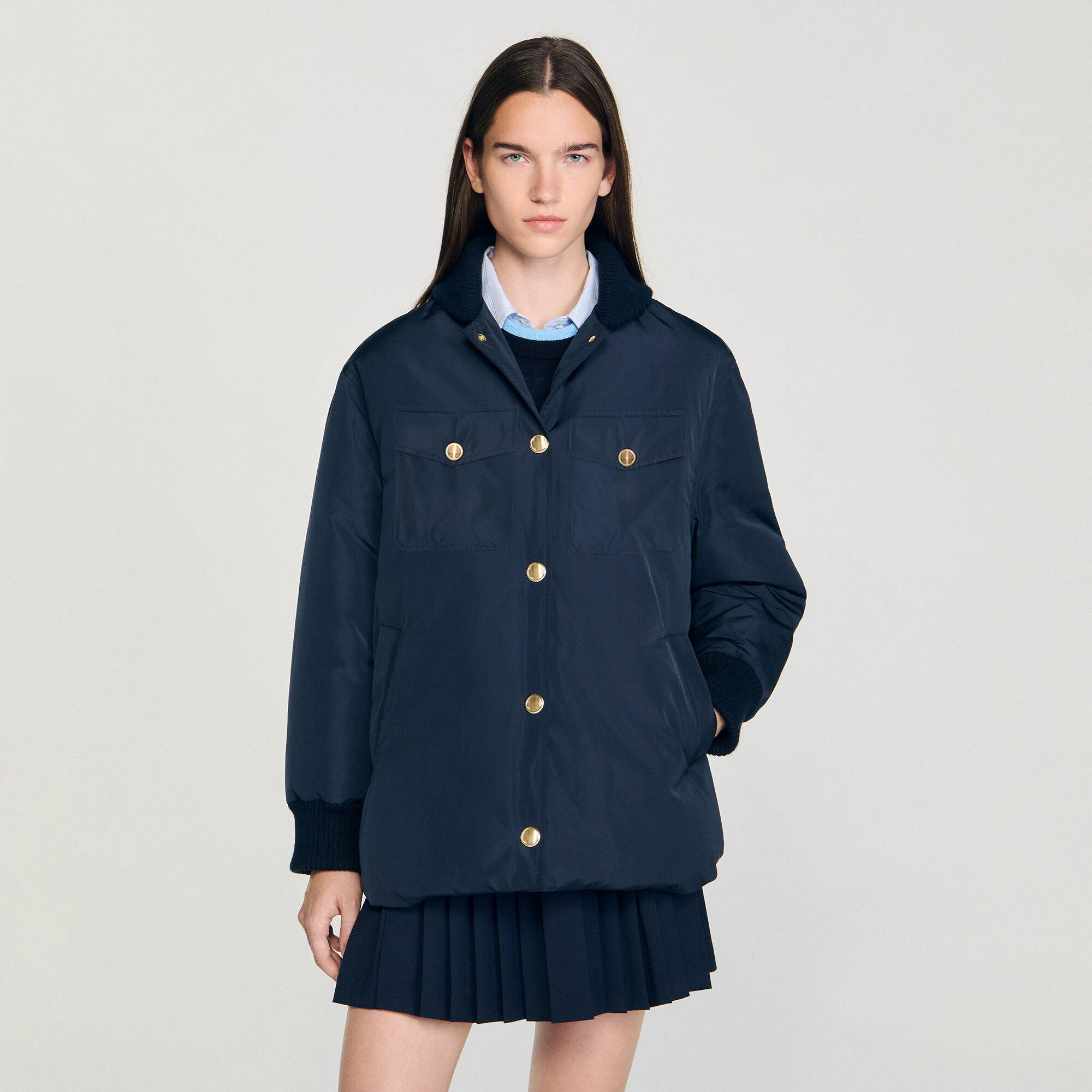 Pufferjacke mit Teddykragen