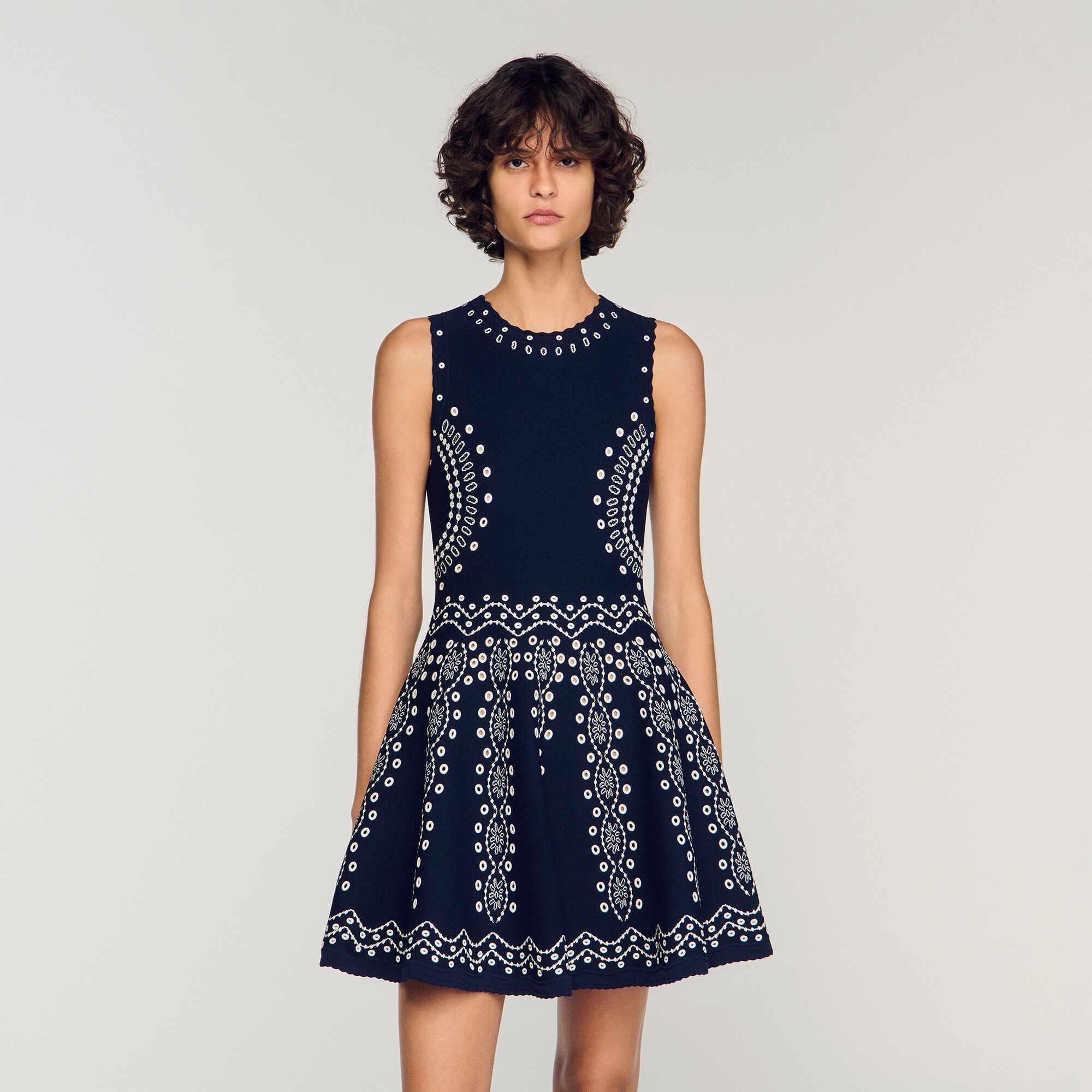 Strickmini-Kleid mit Schal-Print
