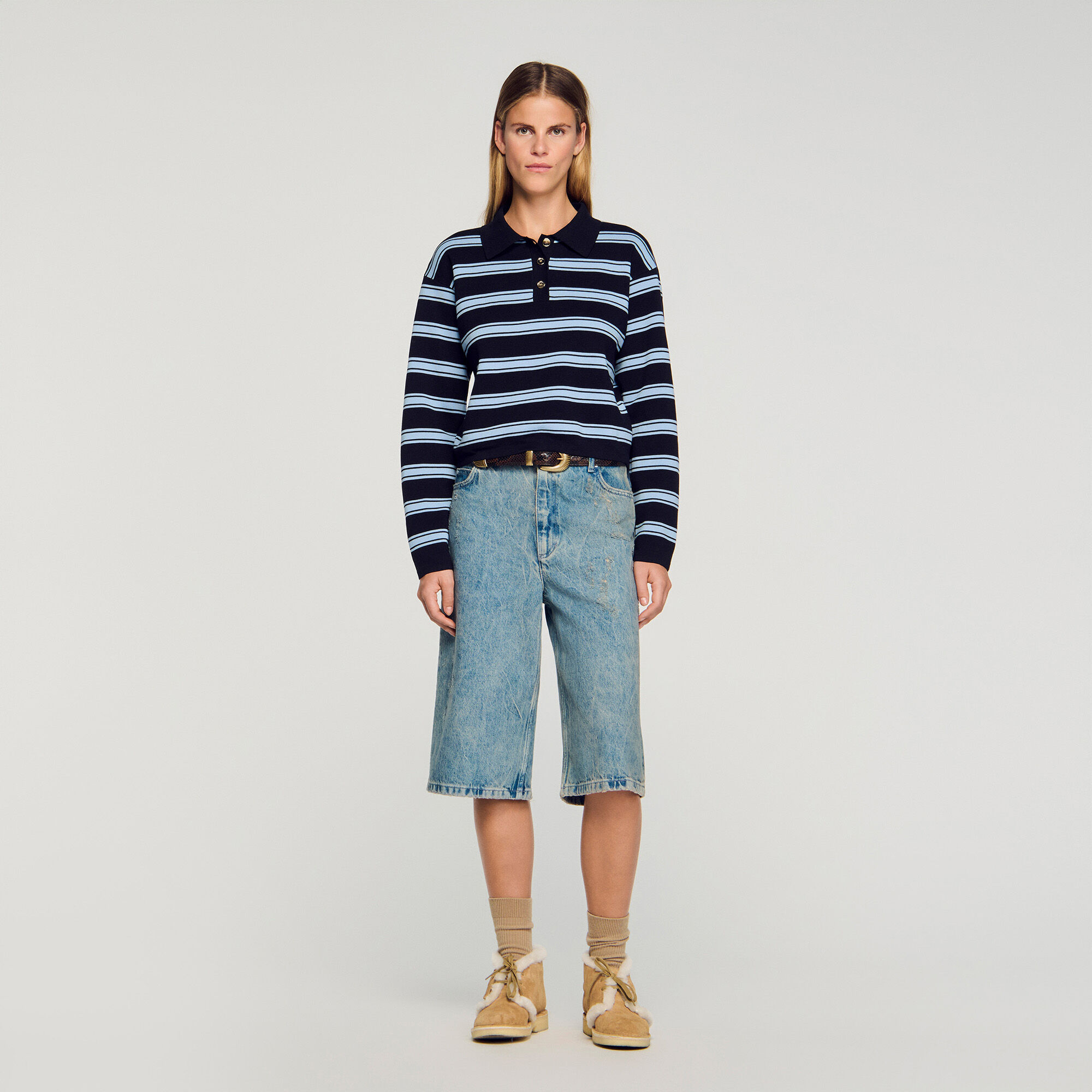 Gestreifter Polo-Pullover