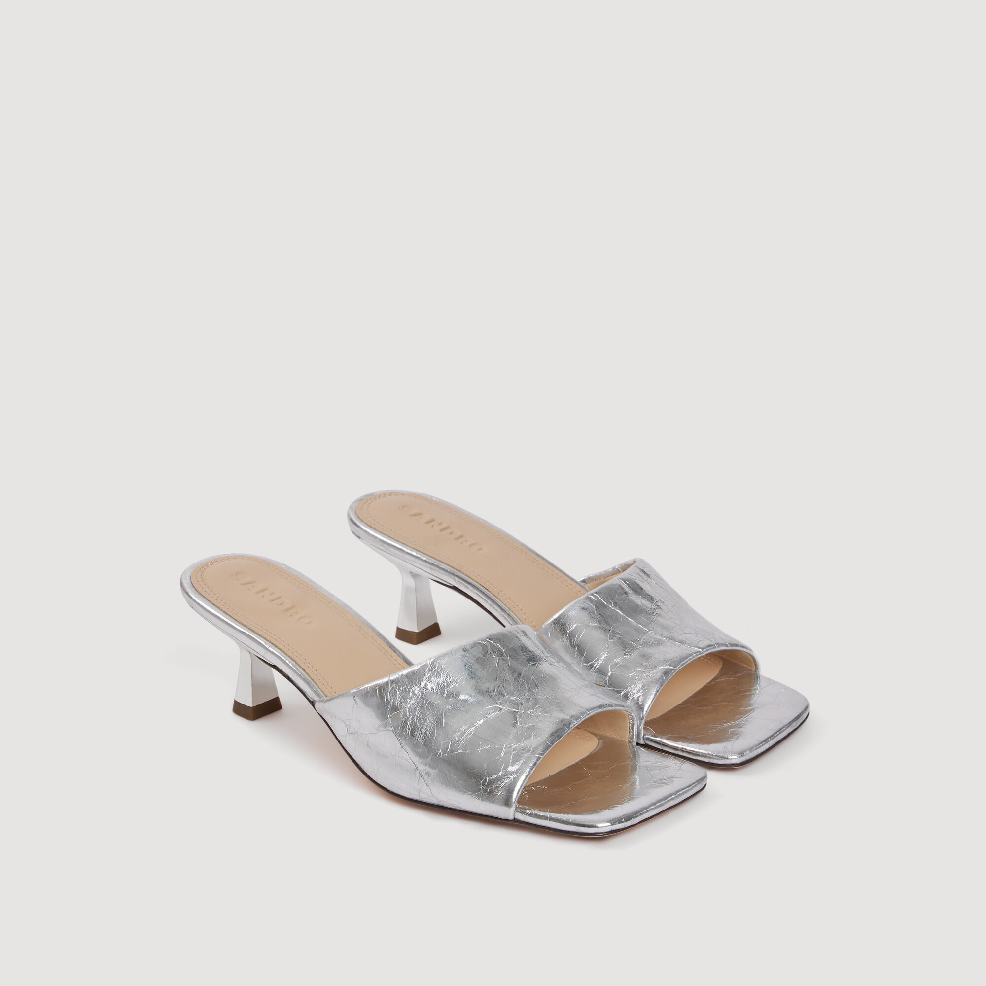 Höhenmetallisches Leder-Mules