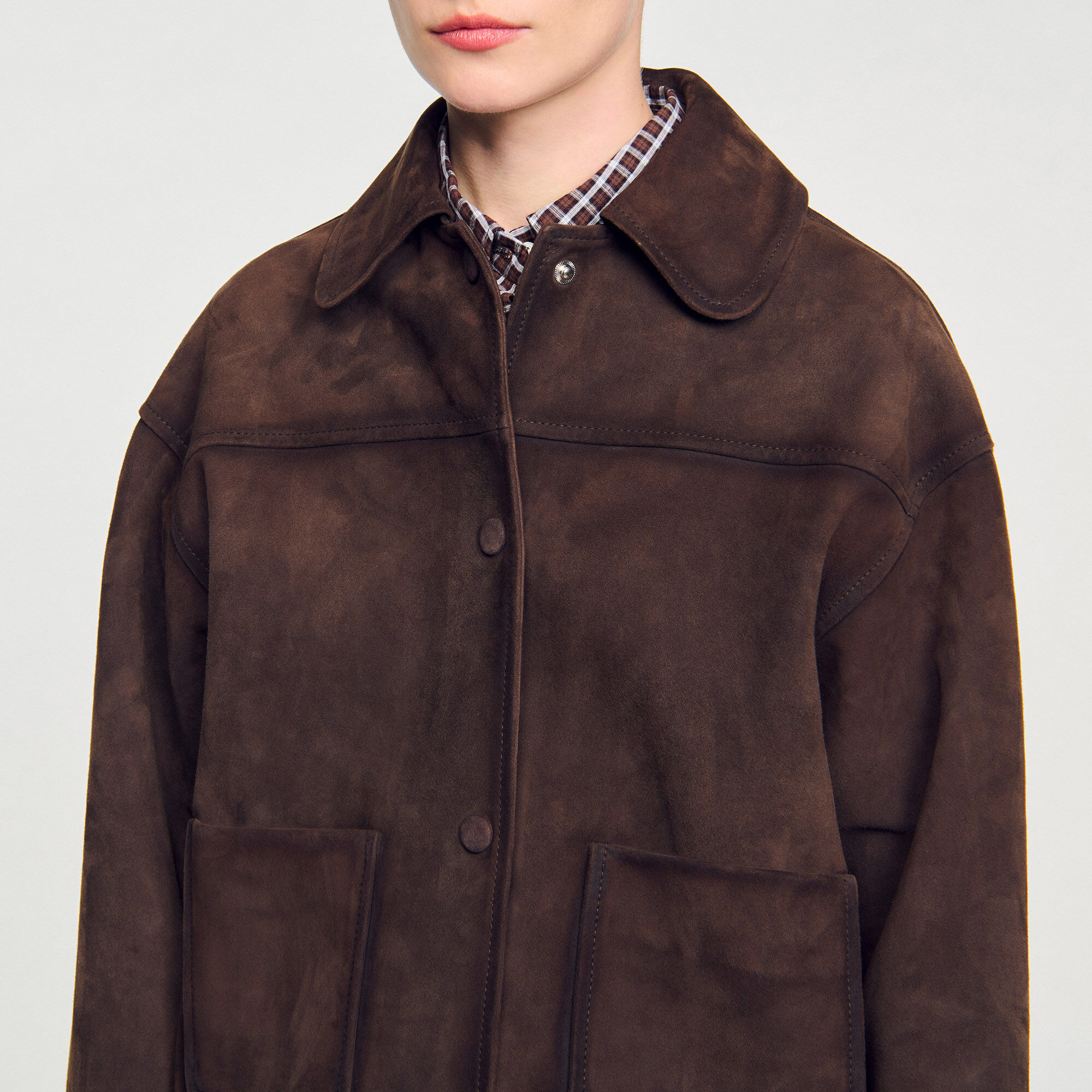 Studiertes Lederjacke aus Wildleder