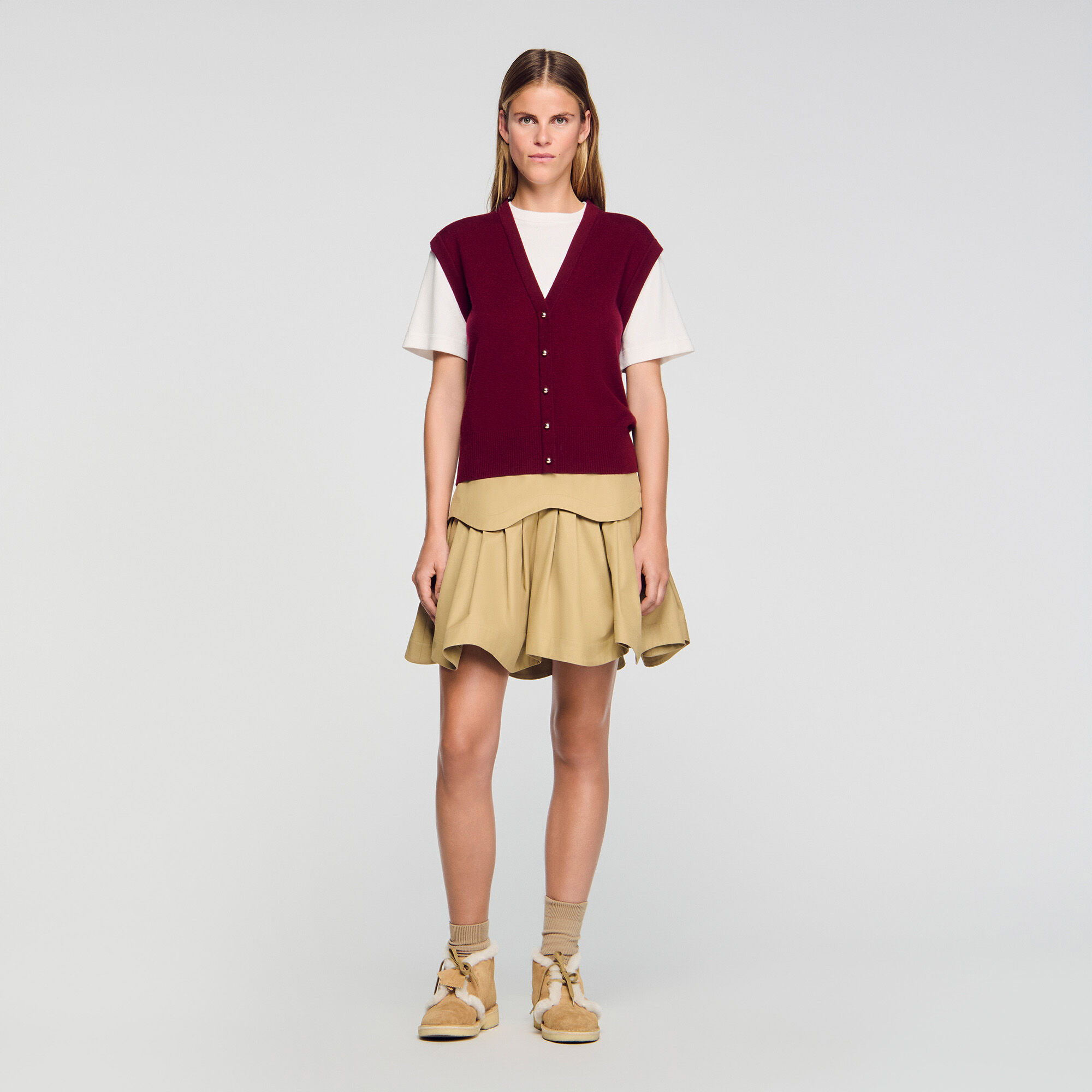 Two-tone-Woll- und Kaschmir-Pullover