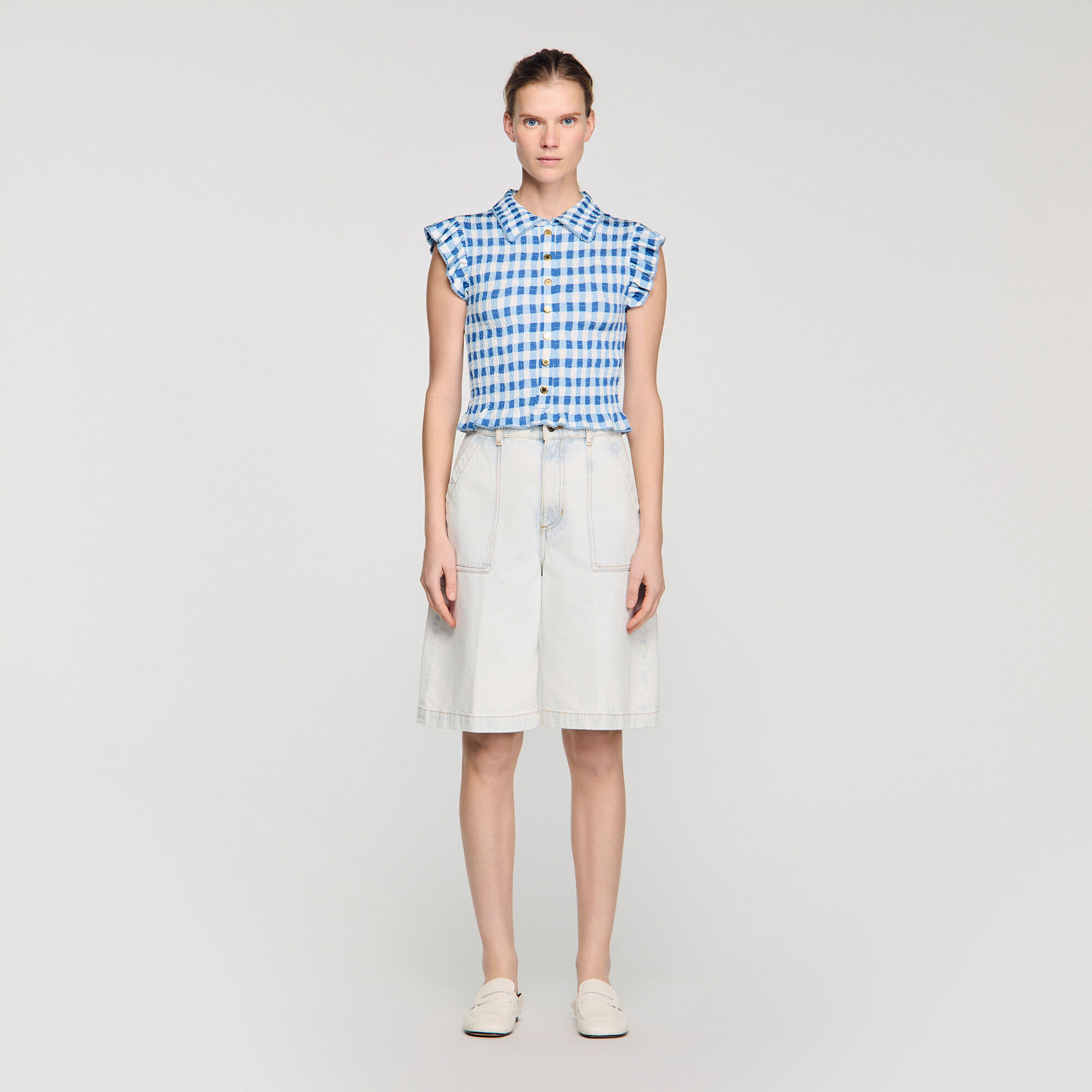 Kariertes Smocked-Shirt