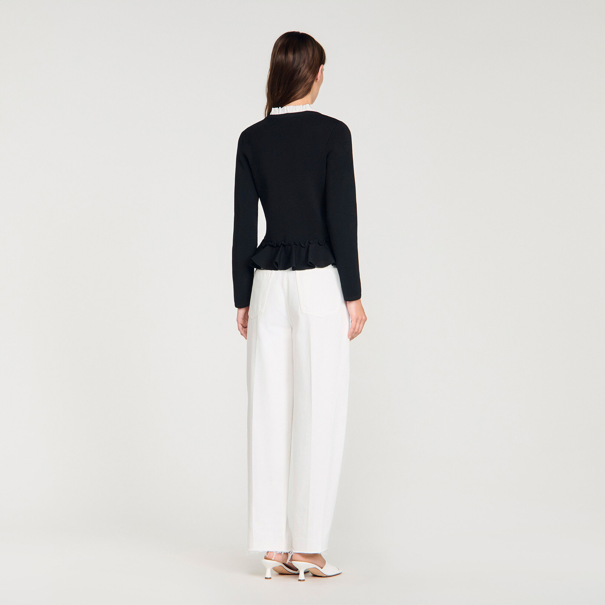 Abnehmbarer Kragen Peplum Cardigan