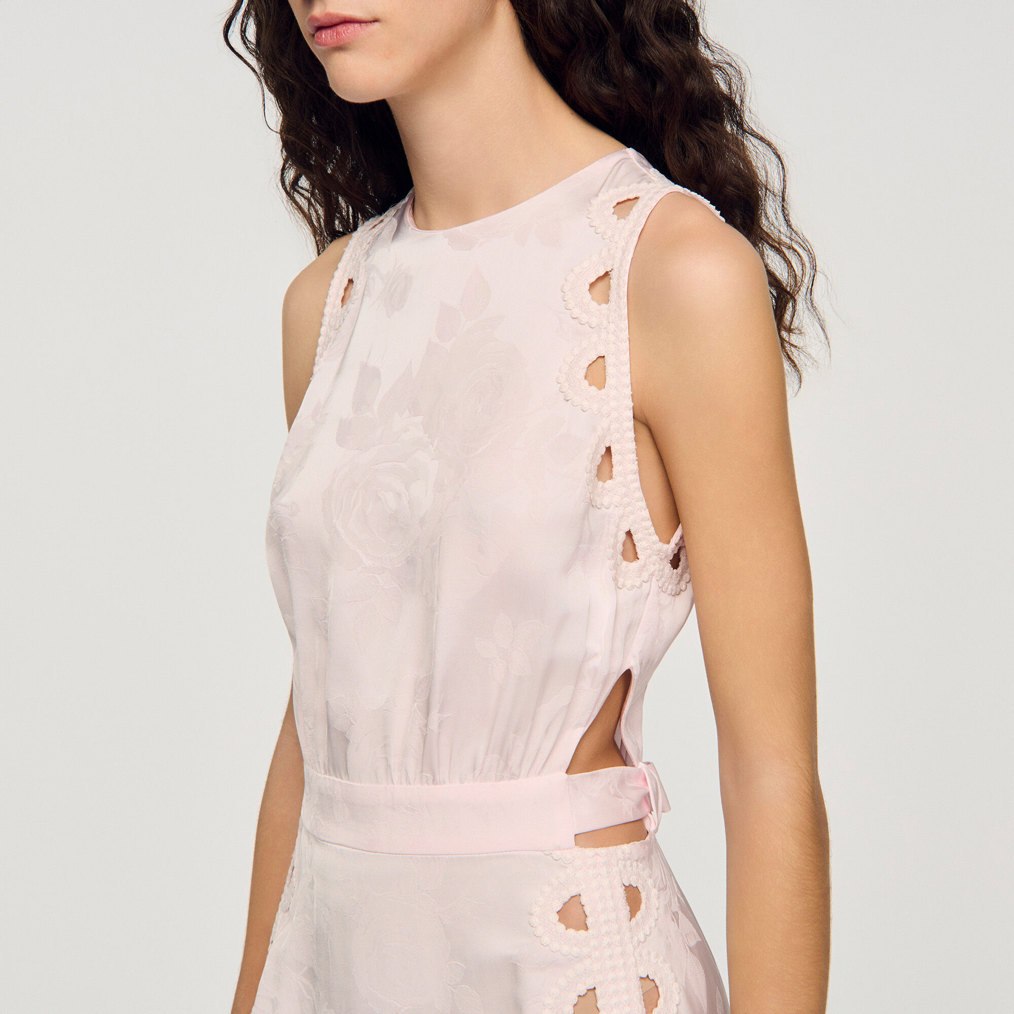 Blumen-Jacquard-Maxikleid