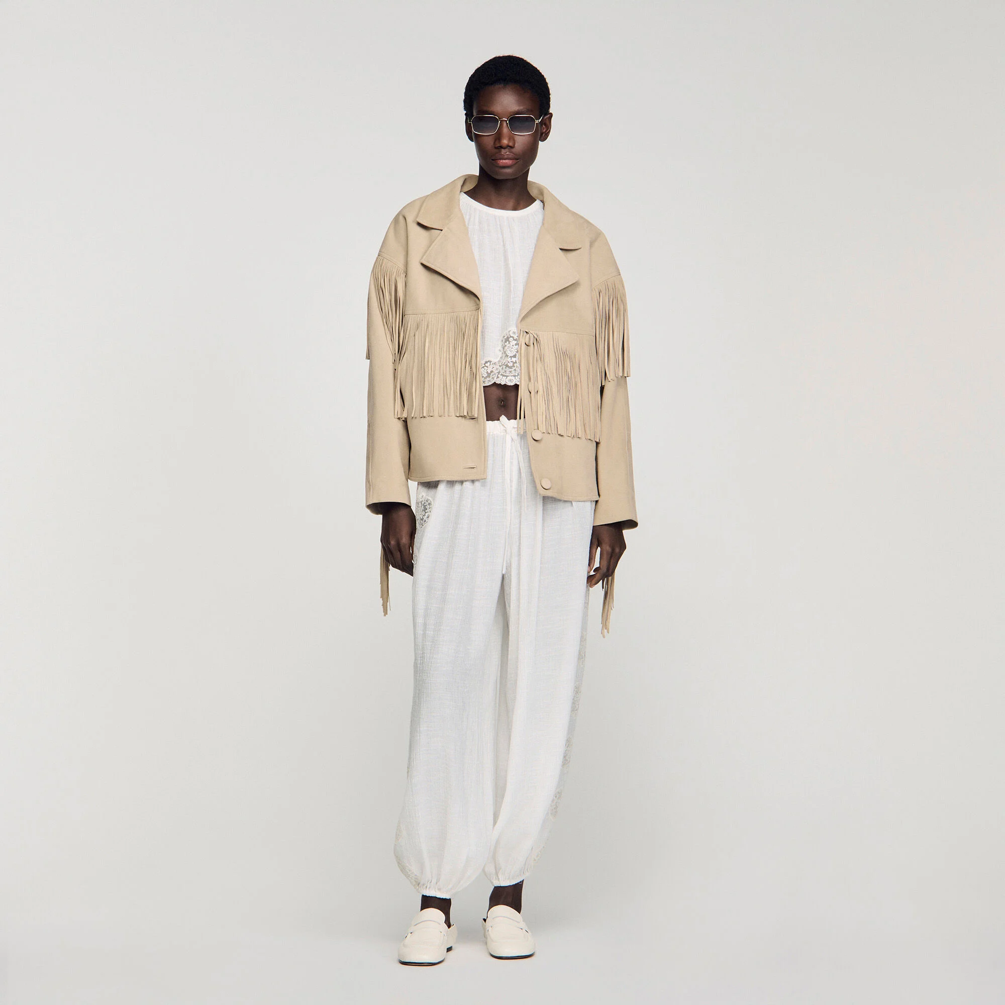 Fransenlederjacke