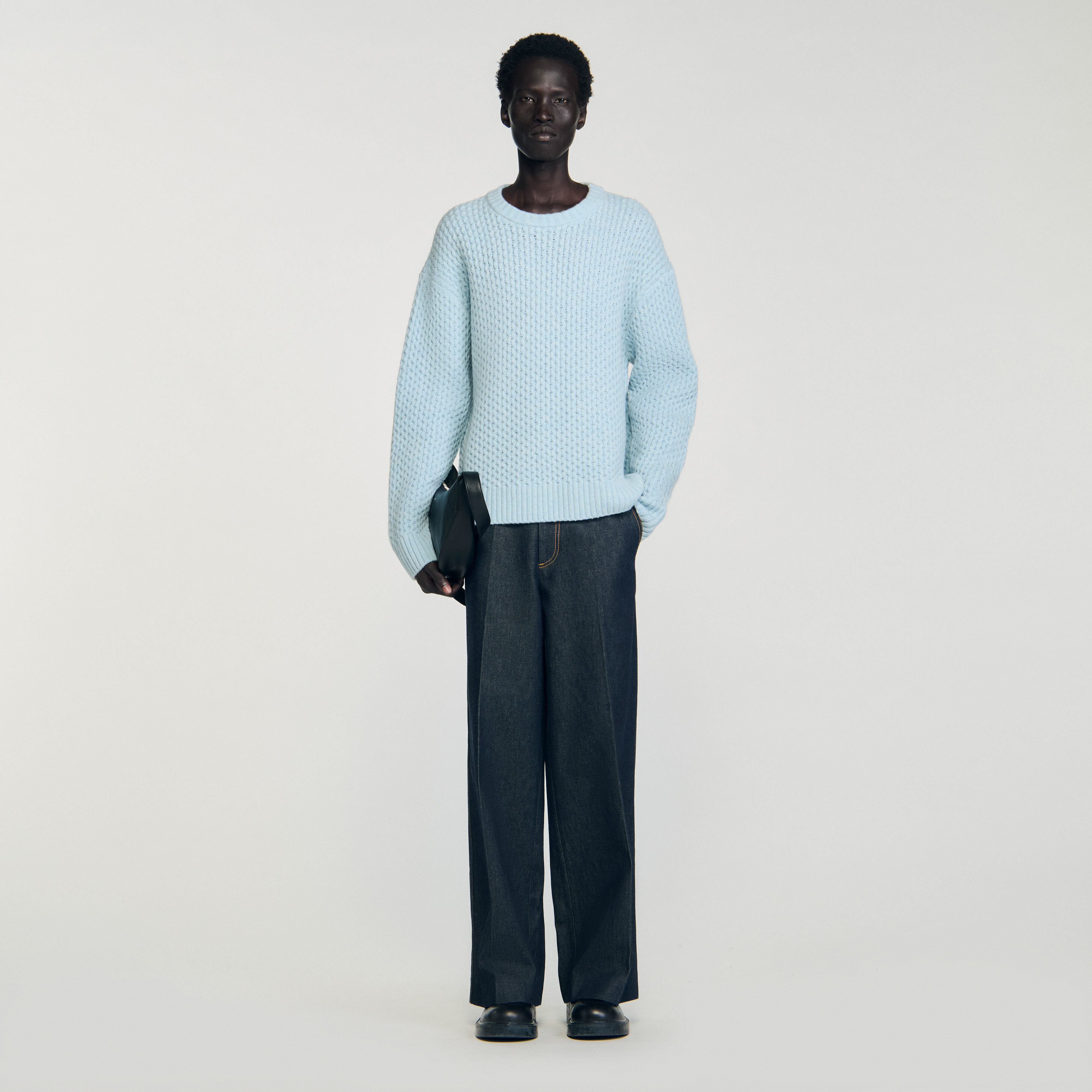 Wollpullover mit Bienenwabenmuster