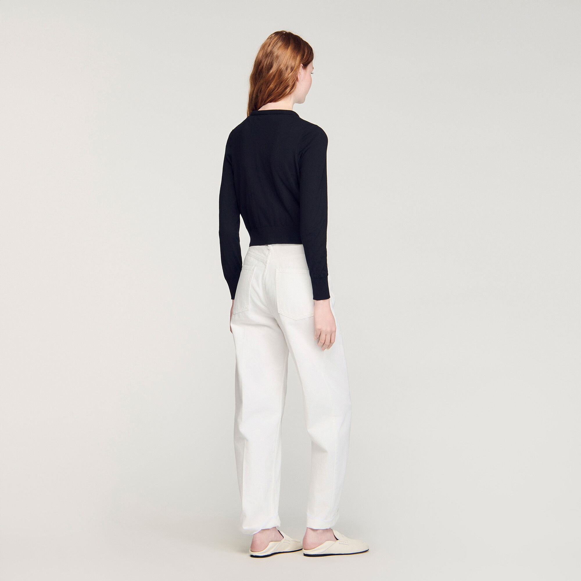 Gepolsterter Rundhals-Shortcardigan