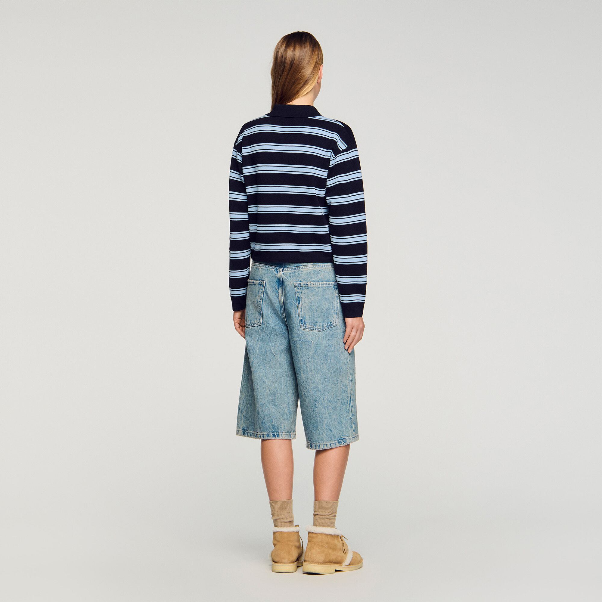 Gestreifter Polo-Pullover