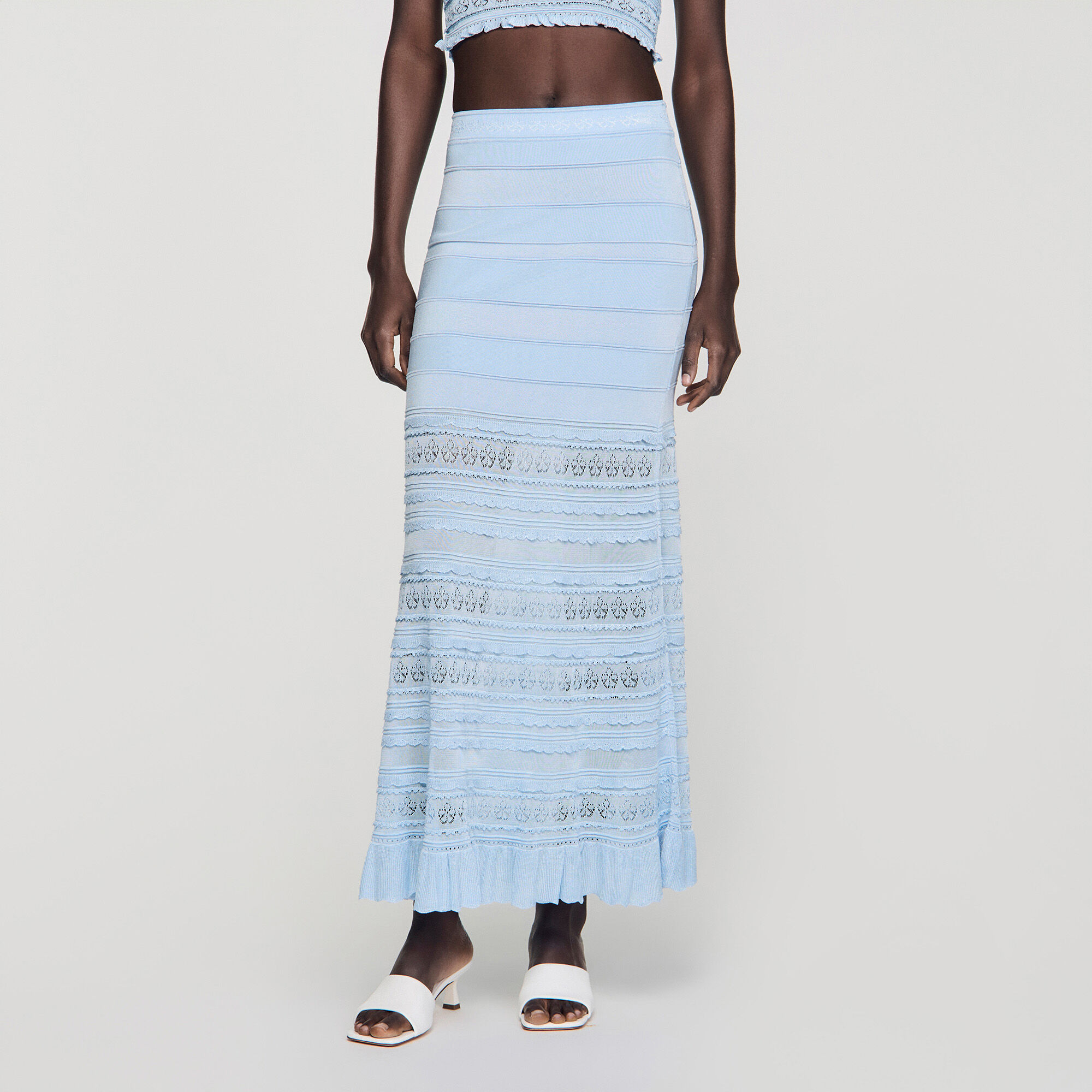 Maxikleid aus Strick mit Pointelle-Muster