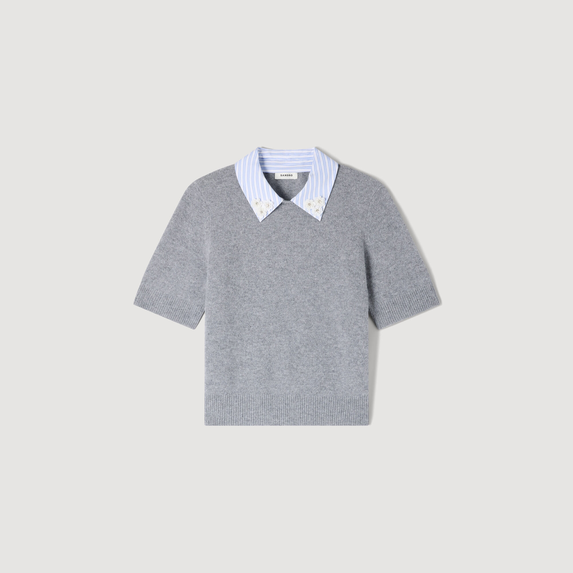 Abnehmbarer Kragen-Wollpullover