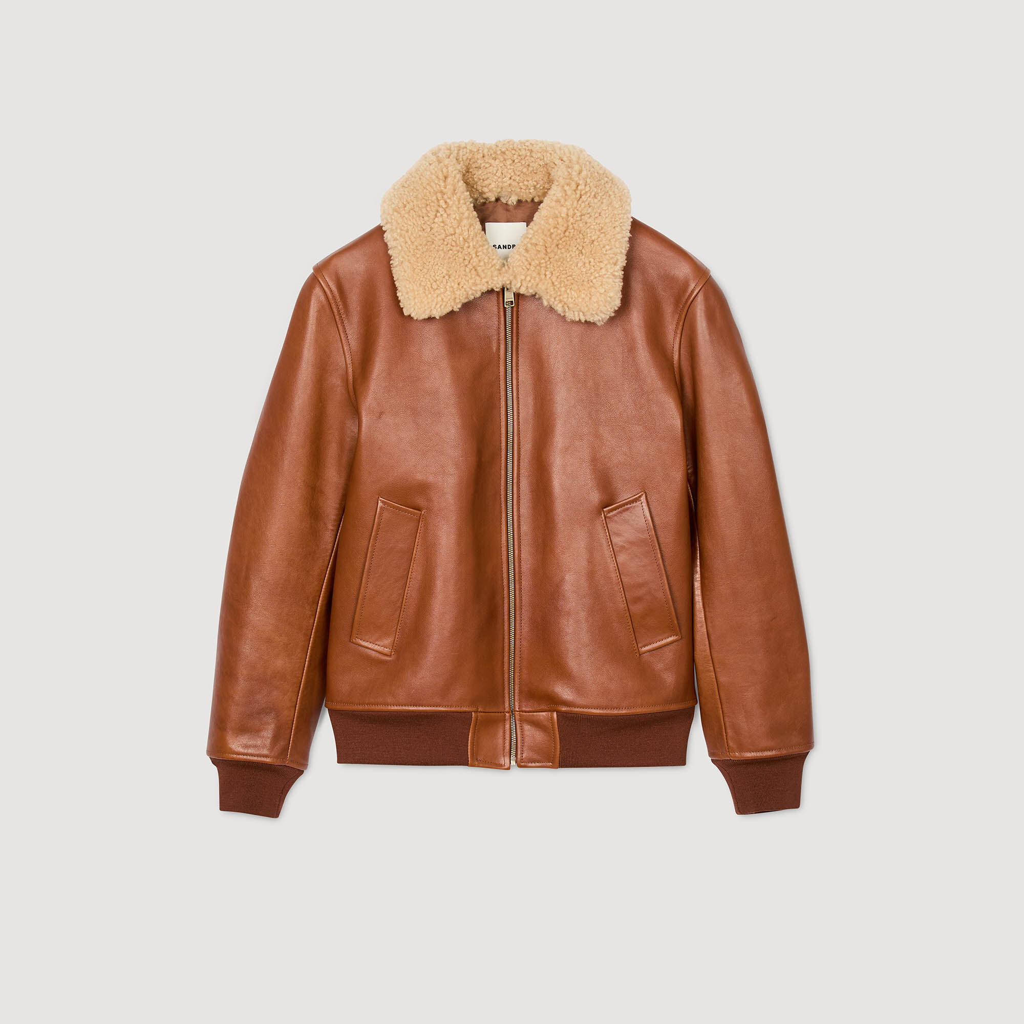 Lederjacke mit Schaffellkragen