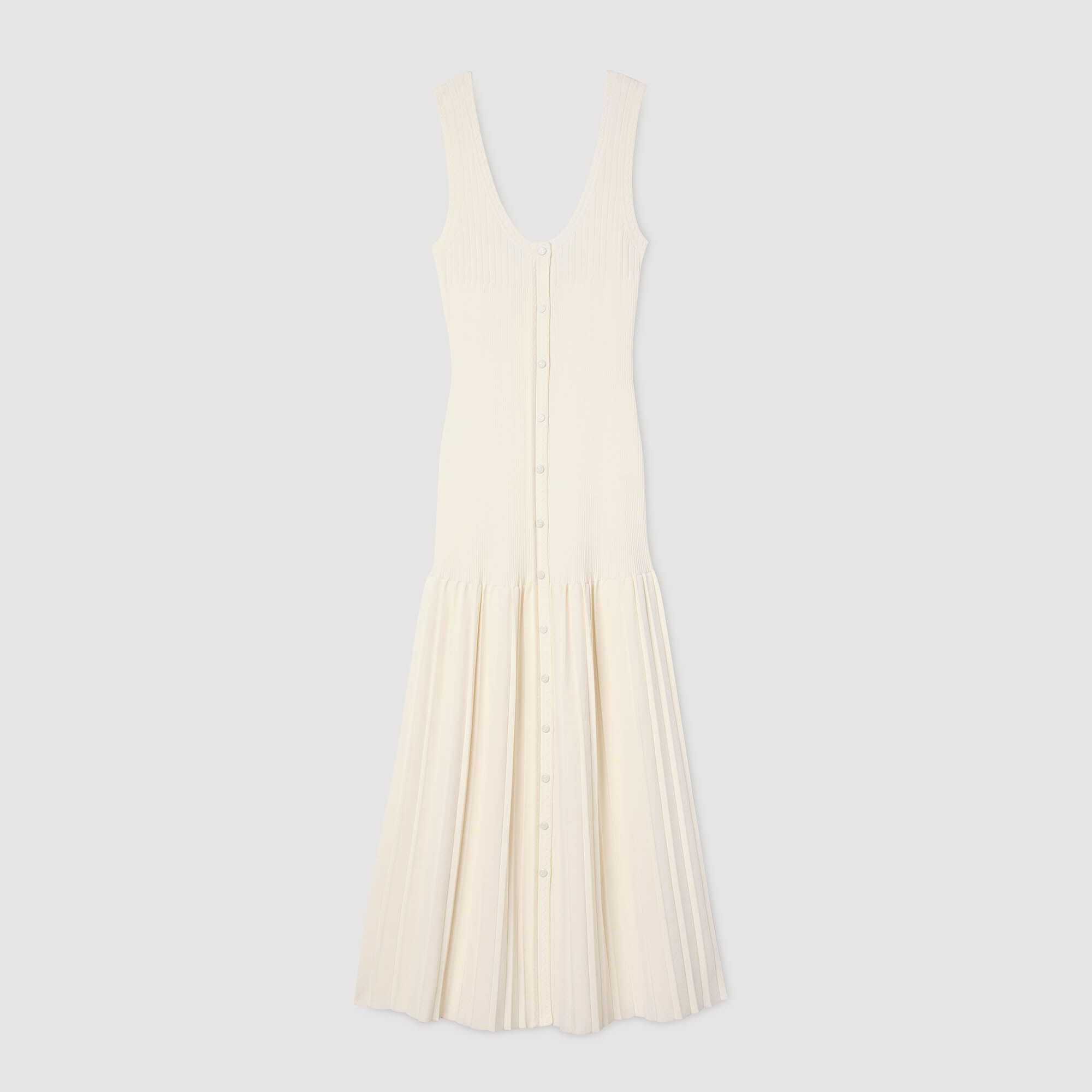 V-Ausschnitt Strick-Maxikleid