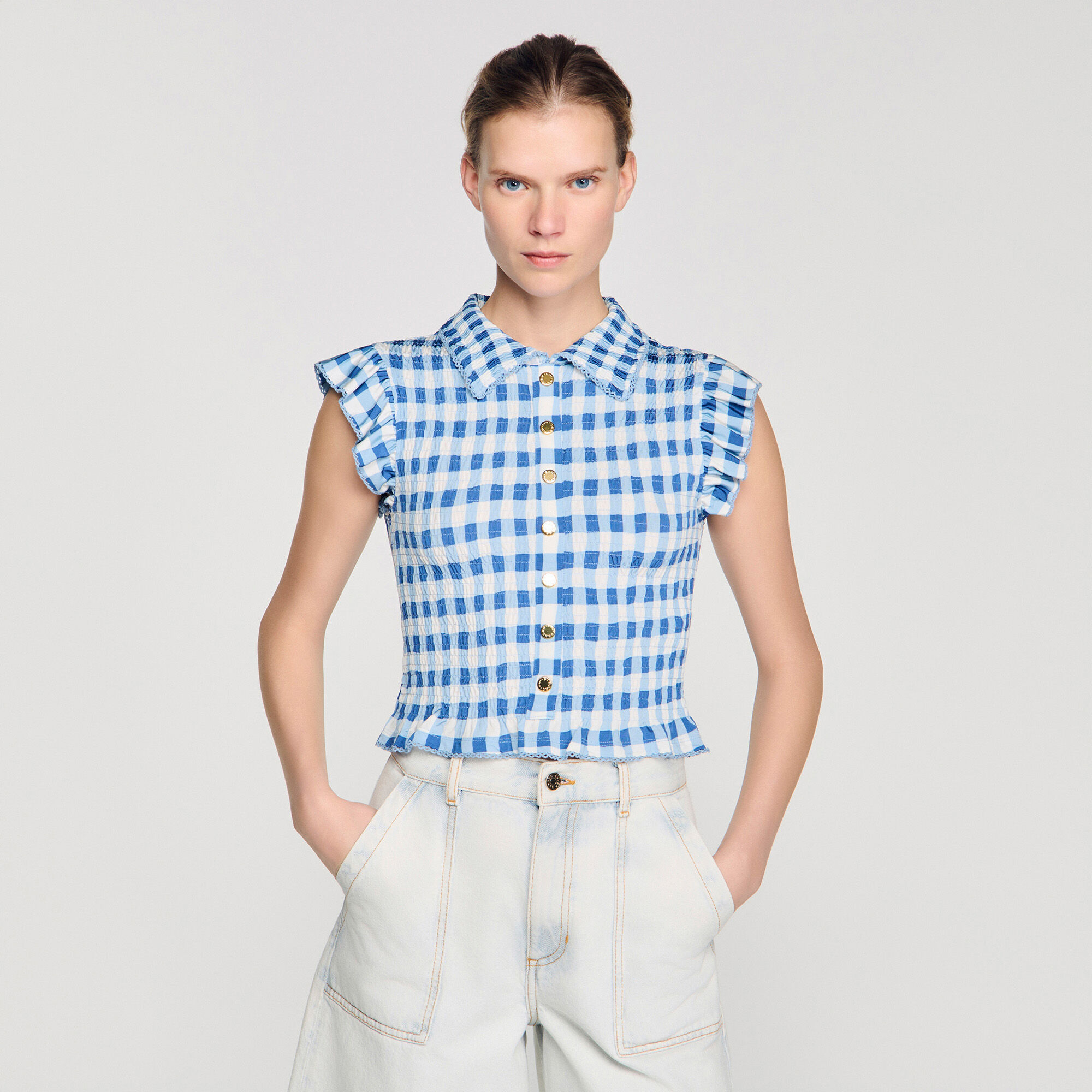 Kariertes Smocked-Shirt