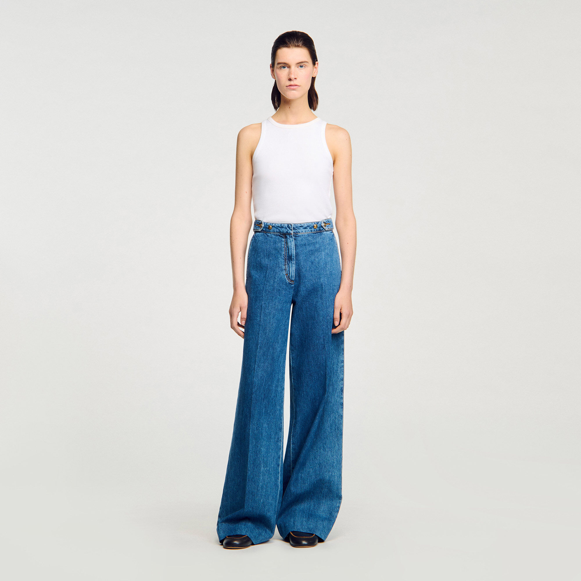 Mid-rise weite Beinjeans