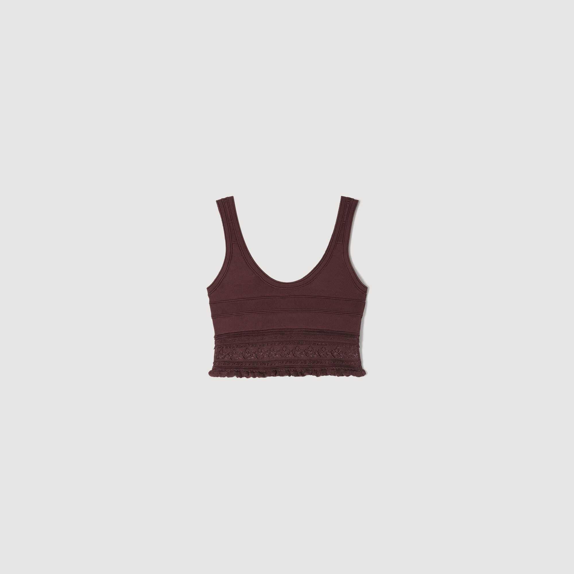 Pointelle-Strick-Top mit kurzer Form