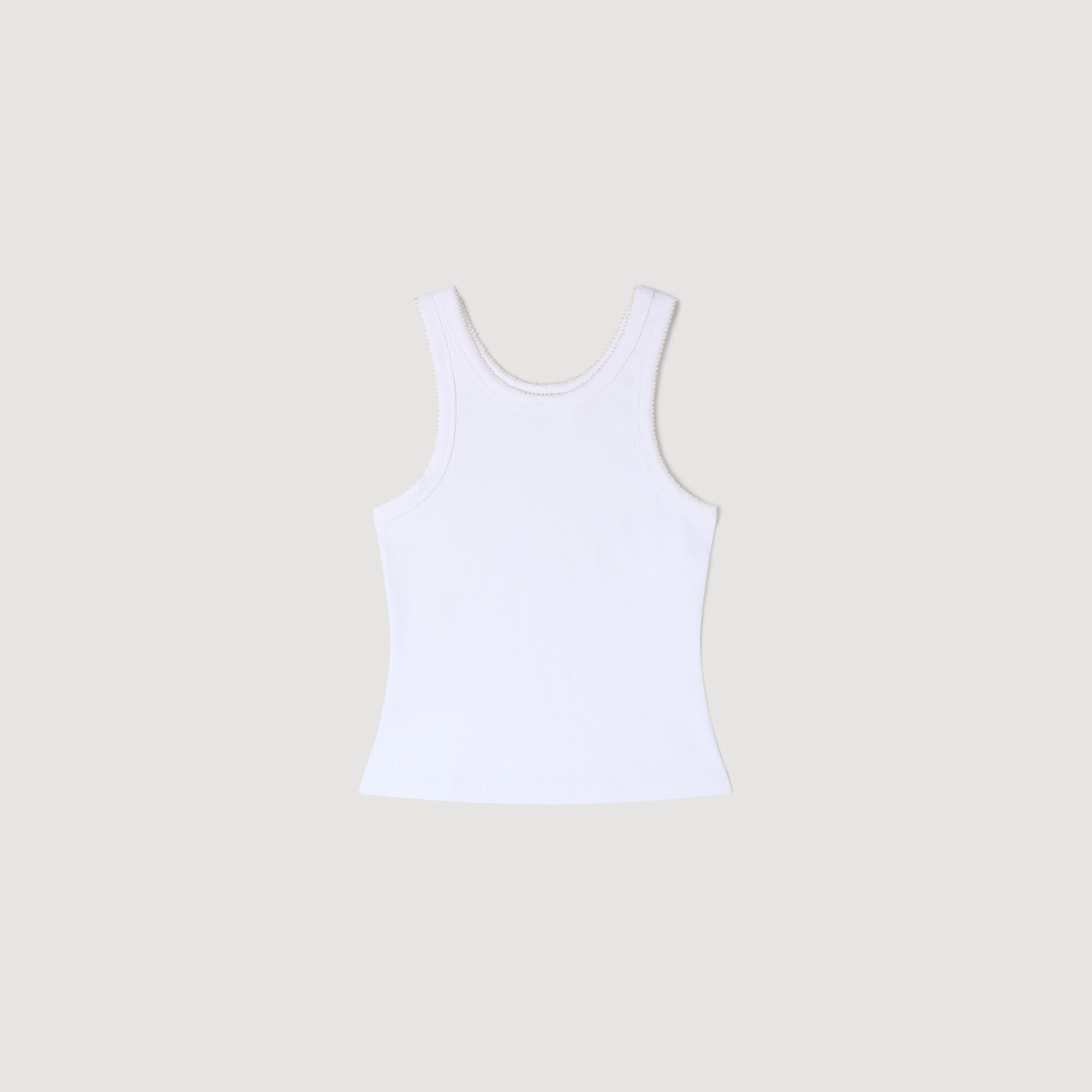 Perlenbesetztes geripptes Top