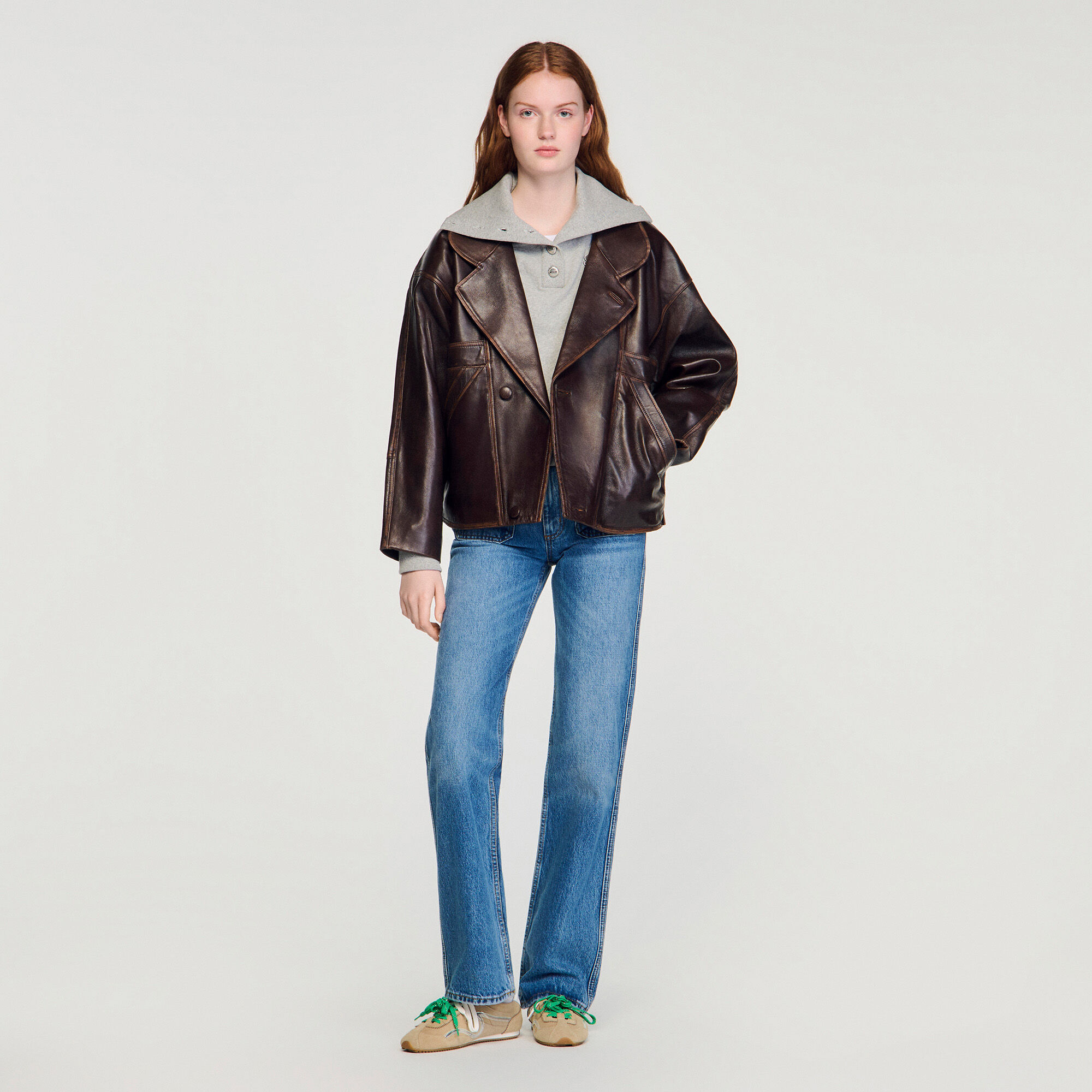 Übergroße Lederjacke