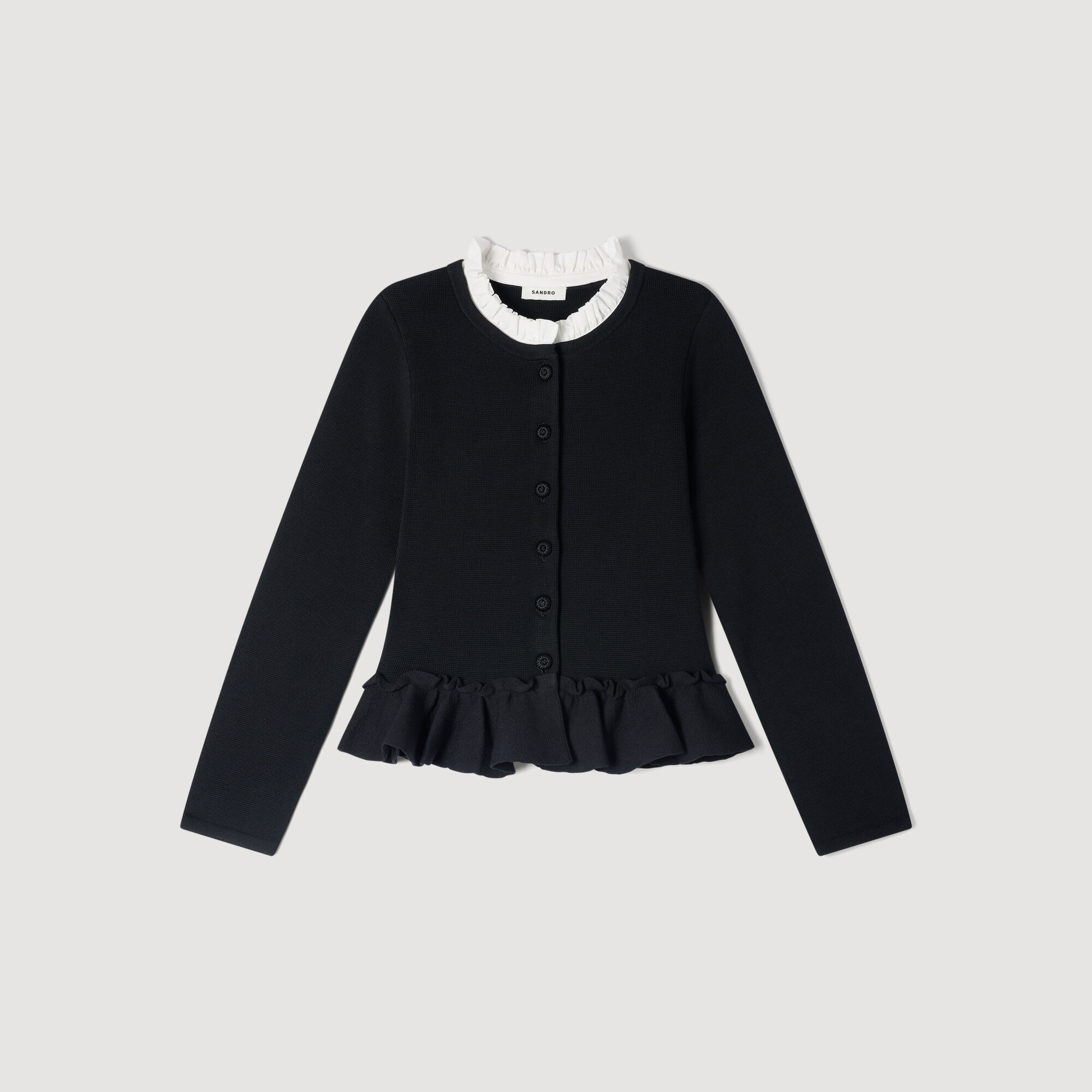 Abnehmbarer Kragen Peplum Cardigan