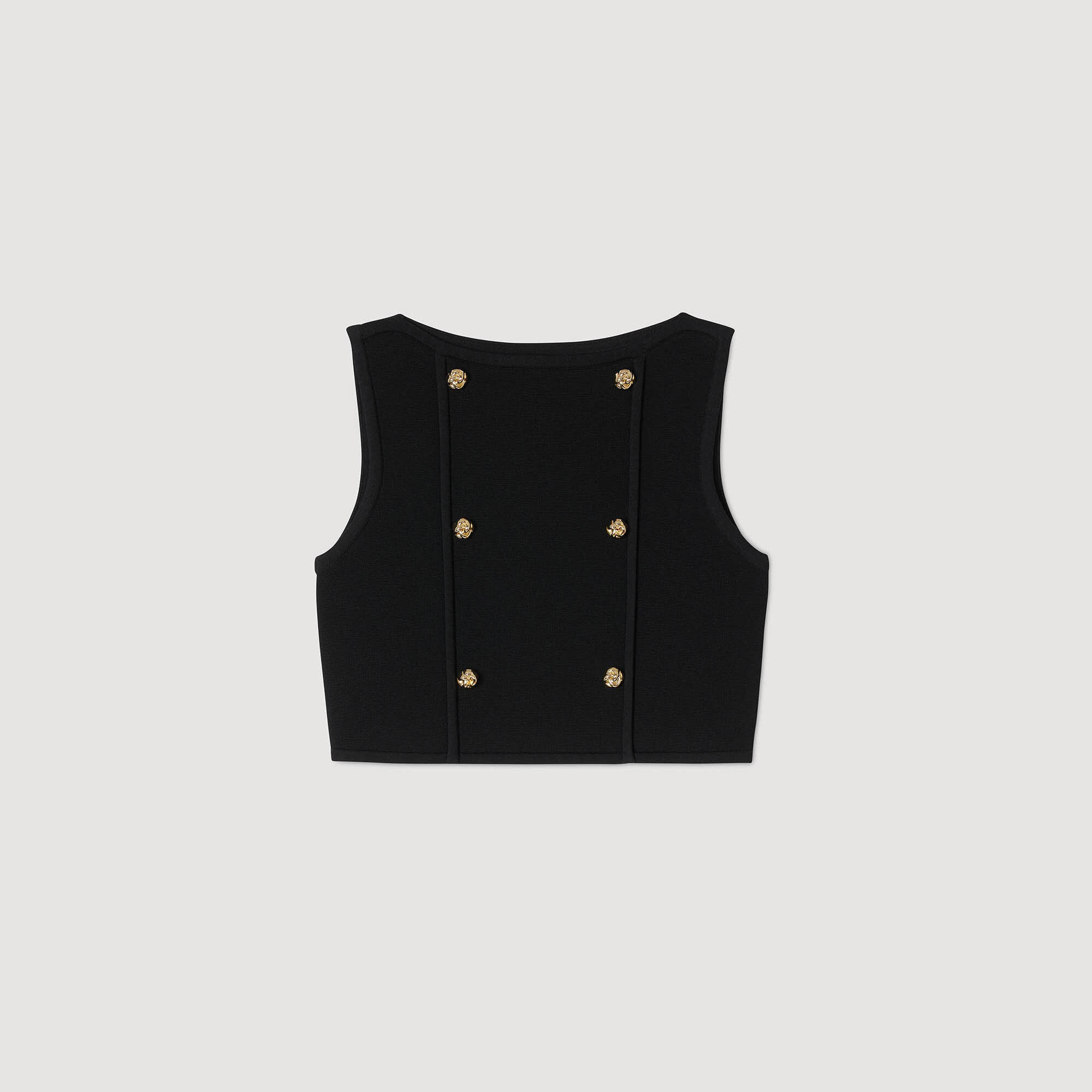 Kurz geschnittenes Stricktop mit Knopfdetails