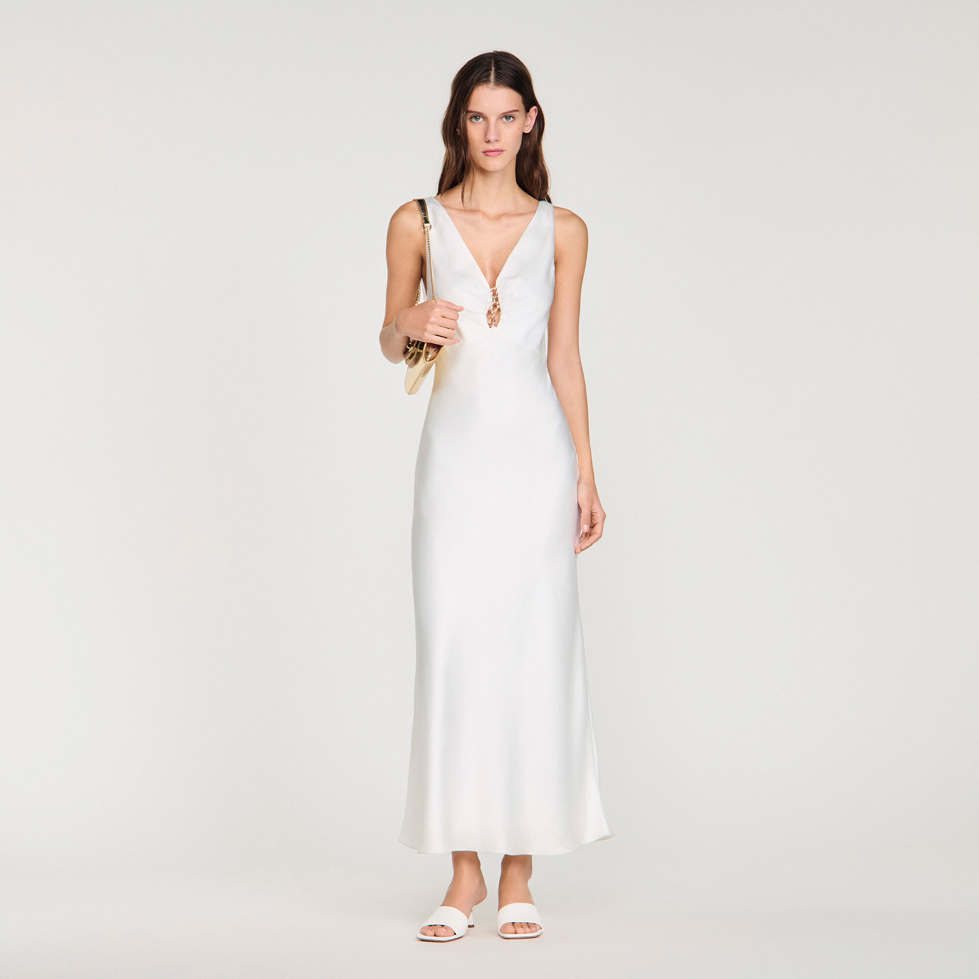 Juwelen-Maxikleid aus Satinoptik