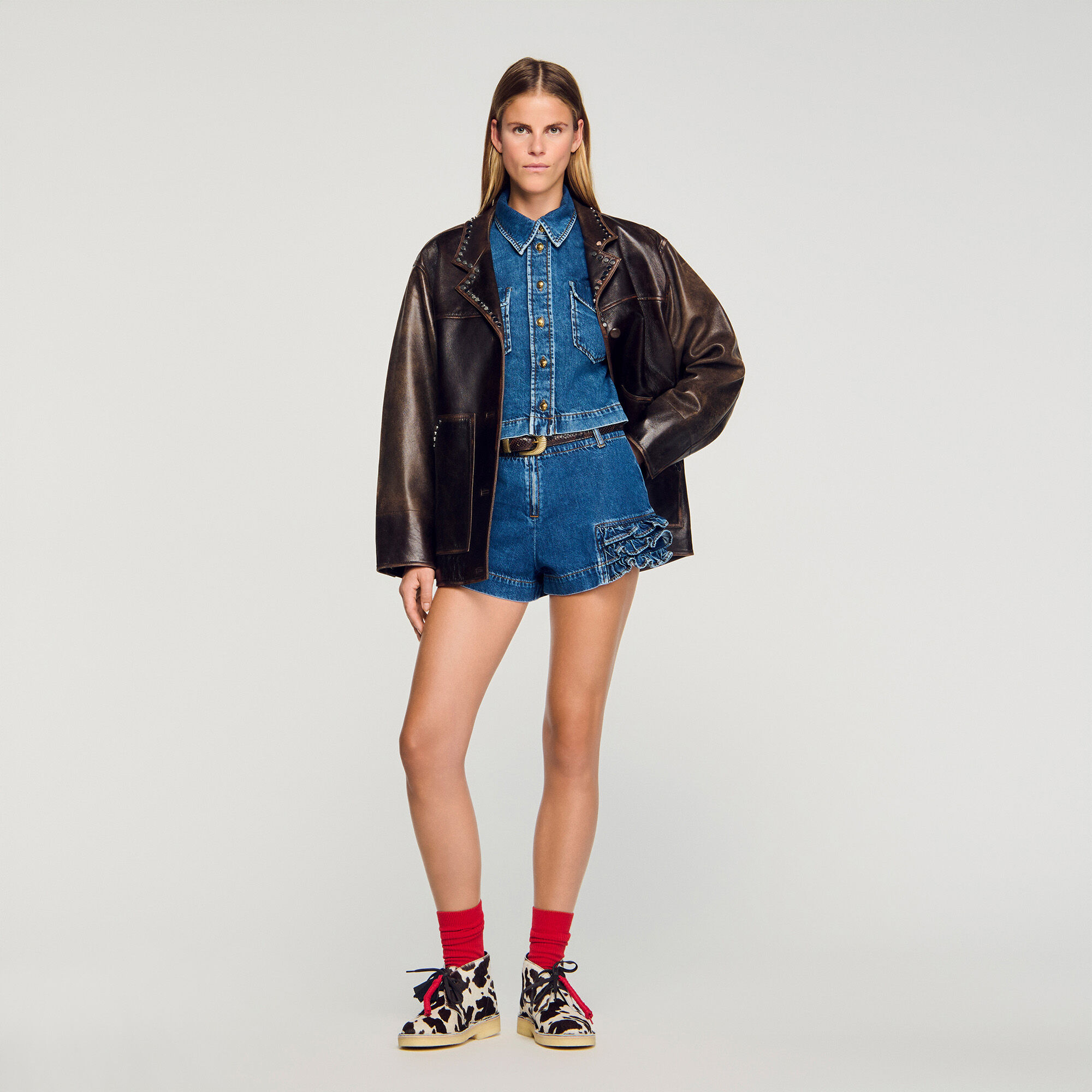 Rüschen-Denim-Shorts
