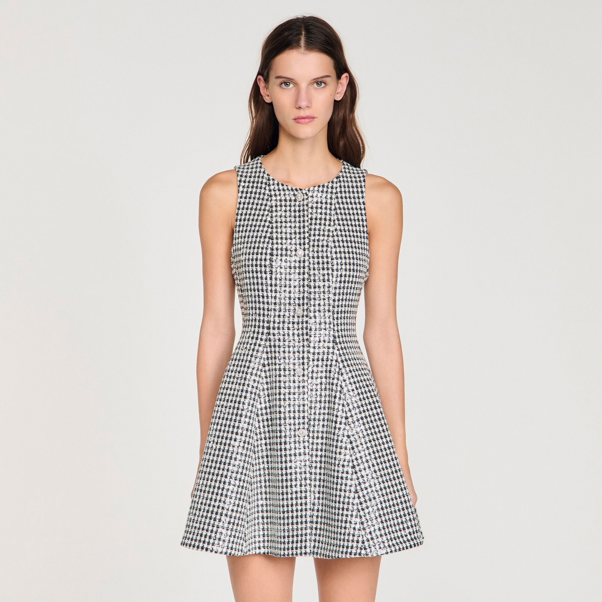 Tweed- und Pailletten-Minikleid