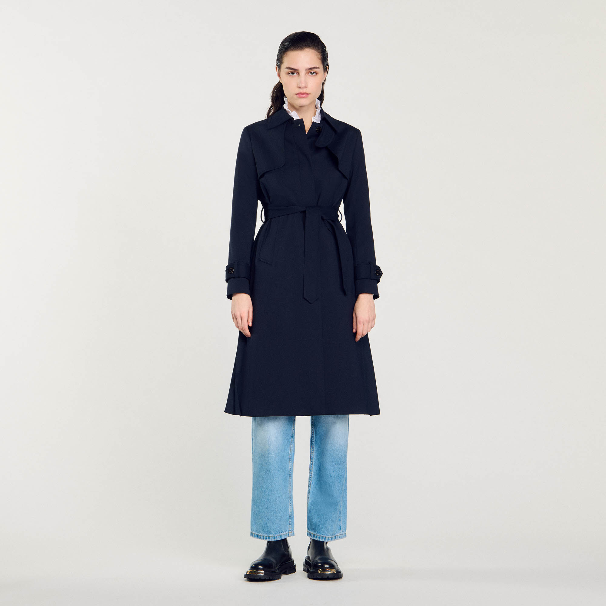 Trenchcoat mit gefaltetem Einschnitt
