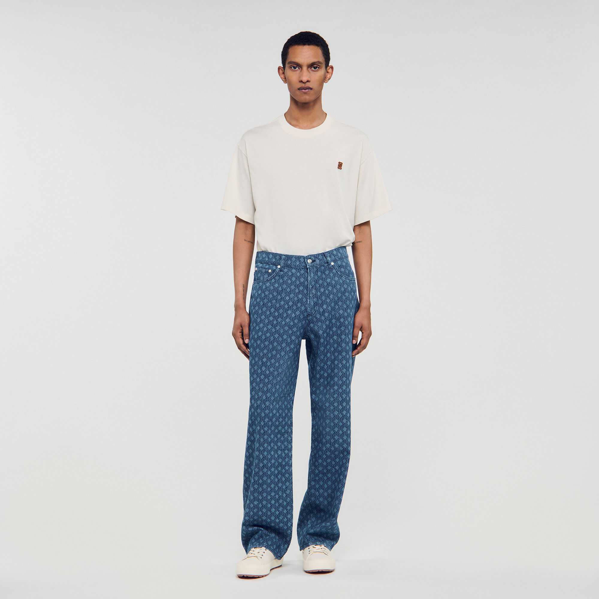 Hosen mit Seil-Muster, weit geschnitten