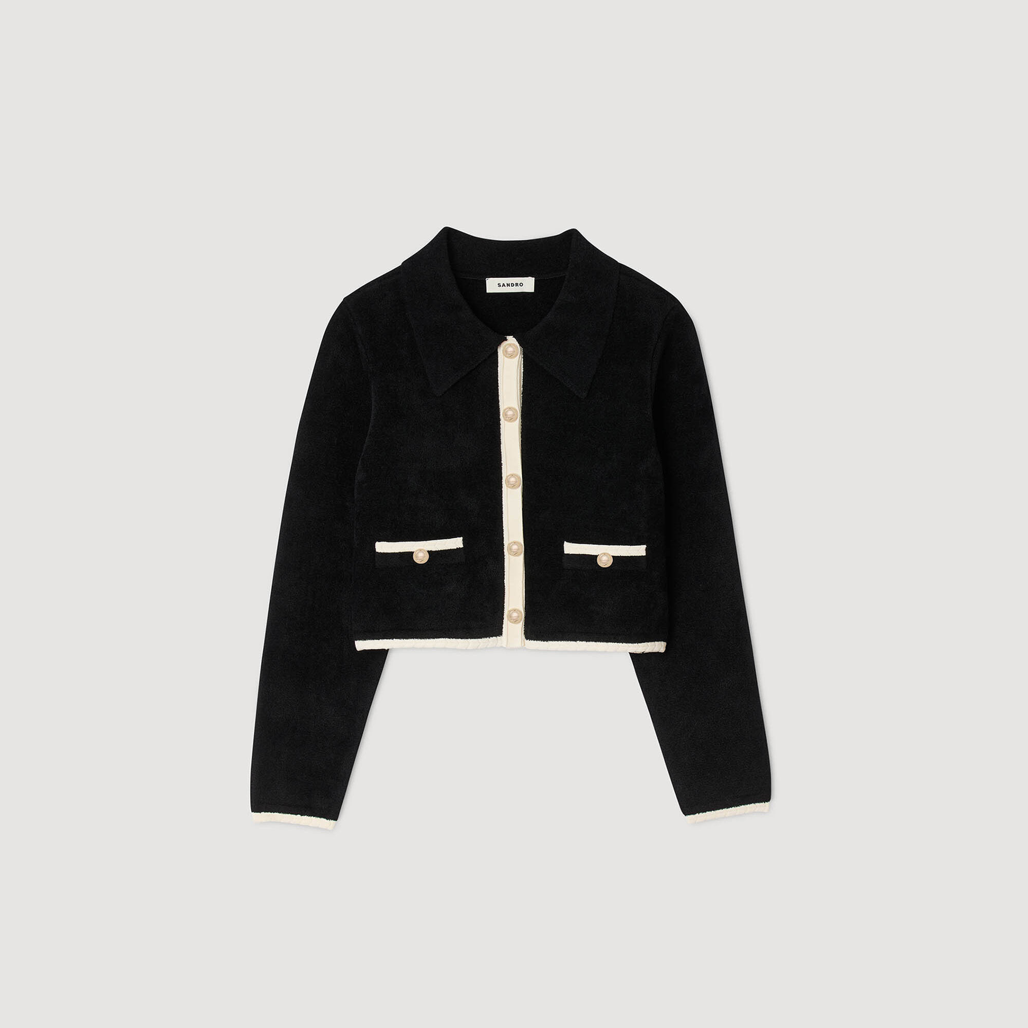 Zweifarbiger Hemdkragen-Cardigan