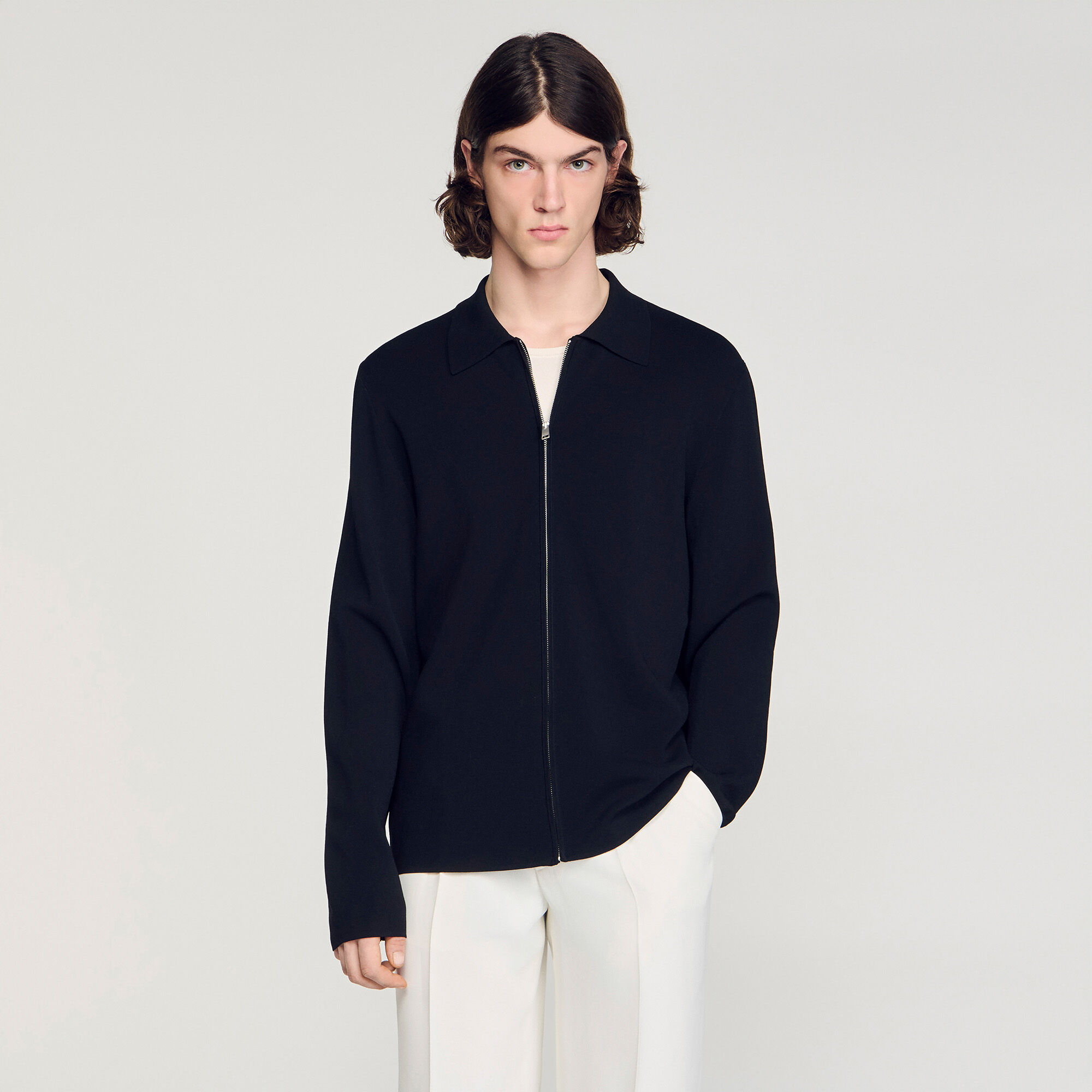 Reißverschluss-Viskose-Strickpullover