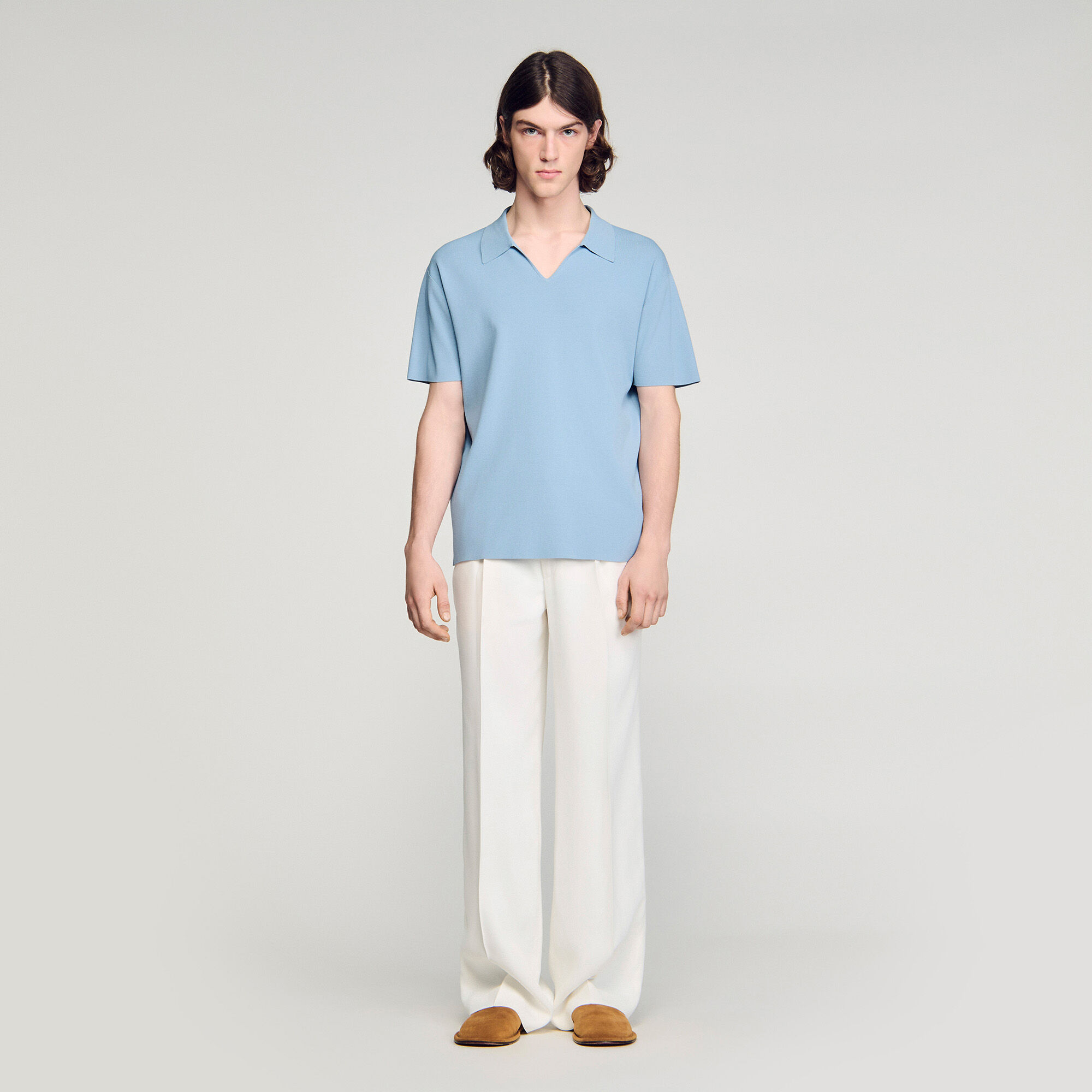 Dehnbares Strick-Polo-Shirt