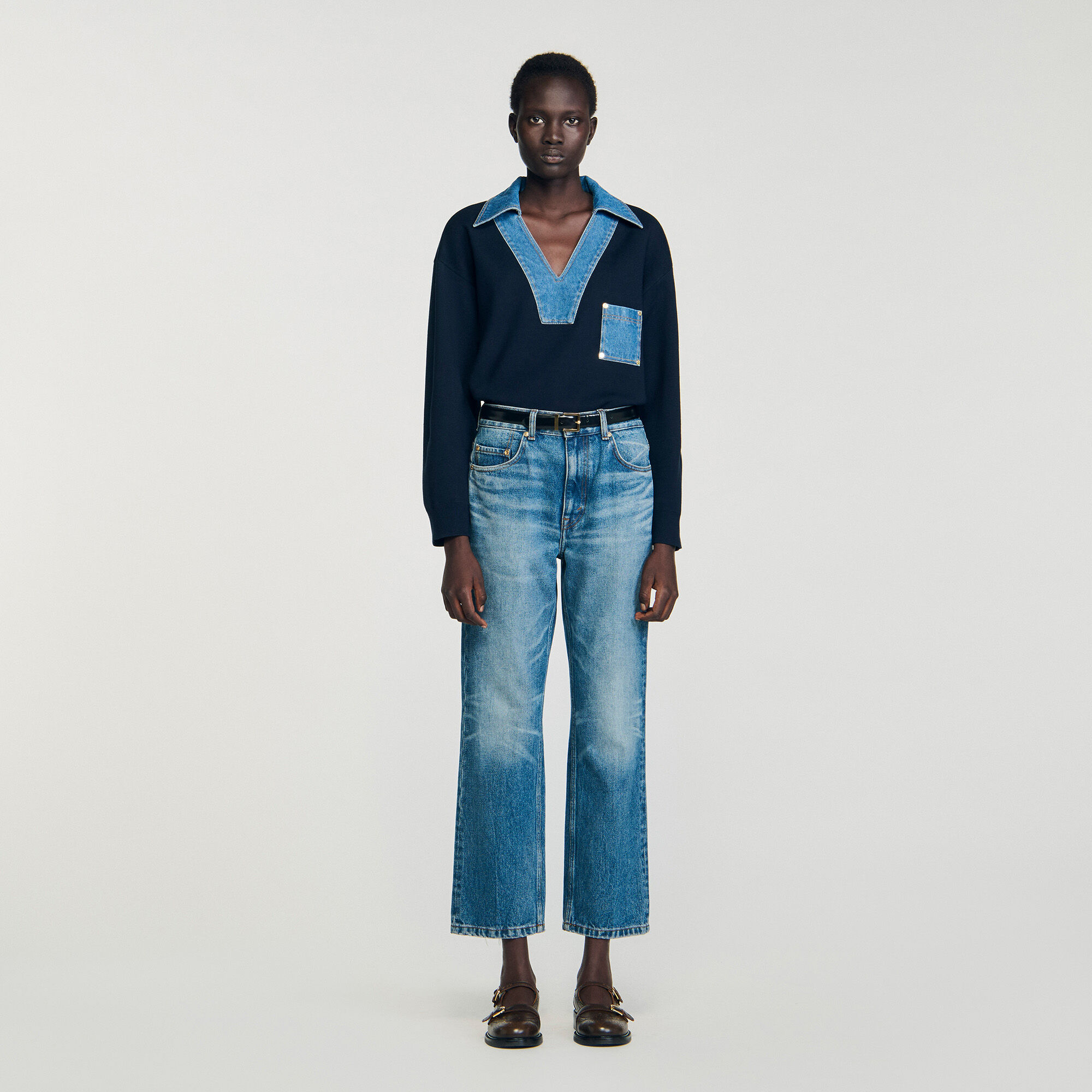 Pullover mit Jeans-Details