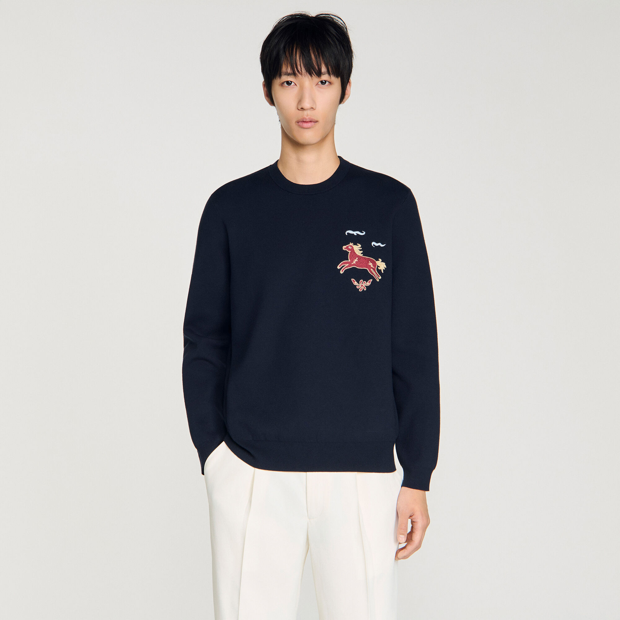 Gestickter Pferd-Pullover
