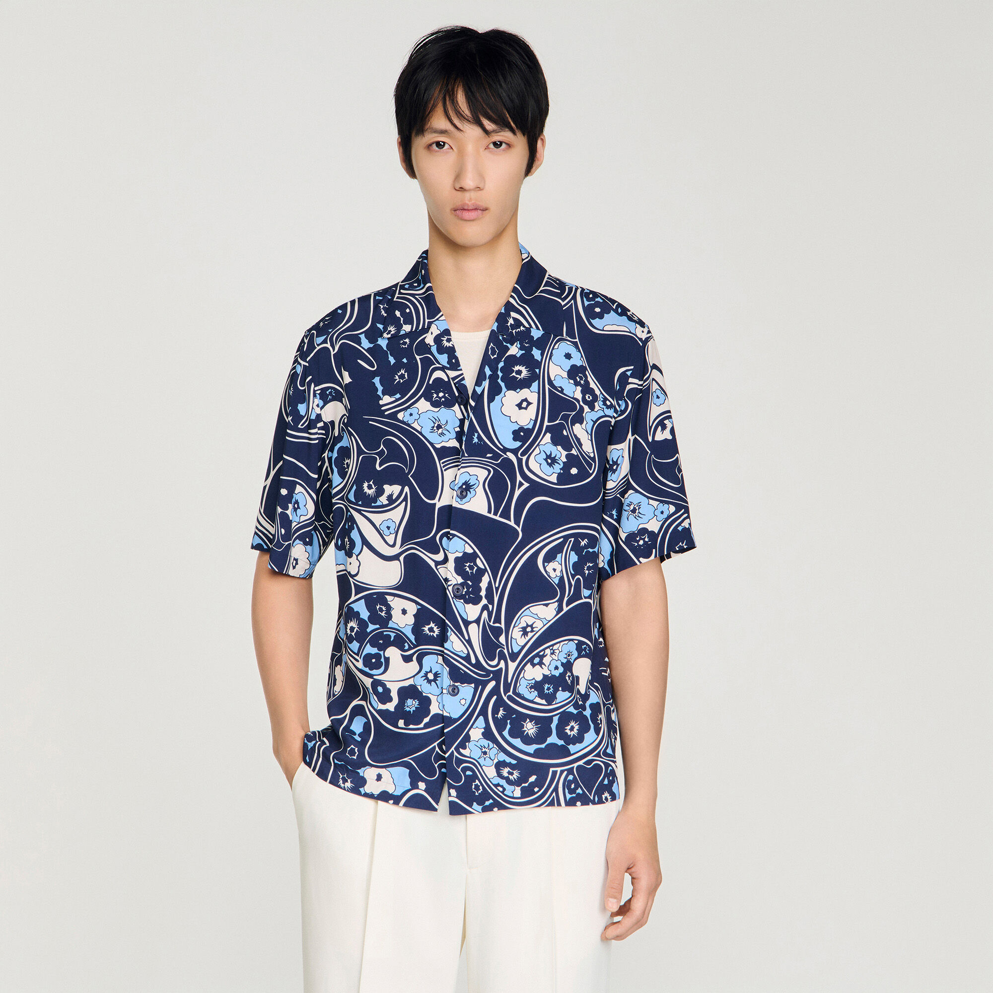 Loose-fit Print-Hemd mit Haifischkragen