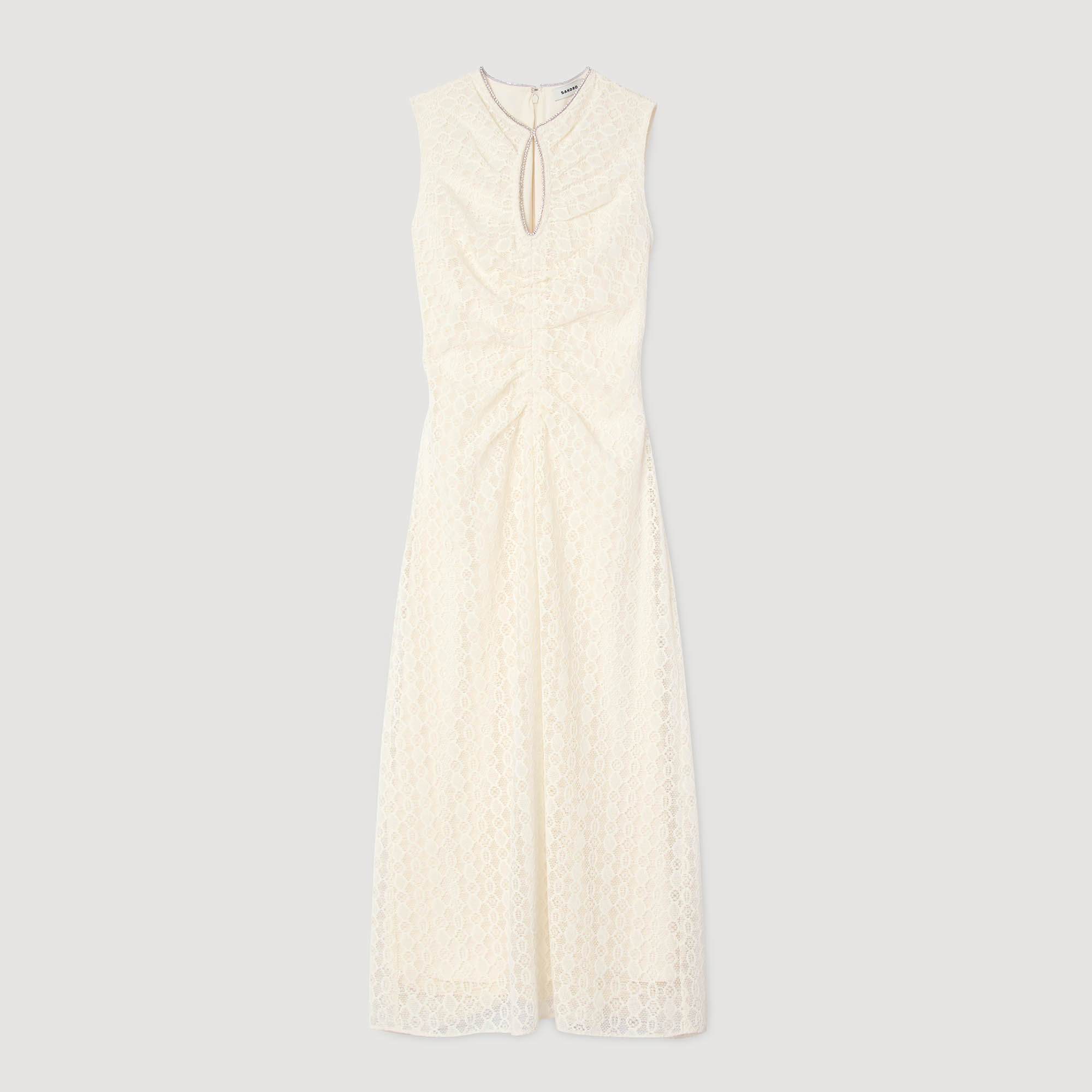 Maxikleid mit Spitzen-Ausschnitt