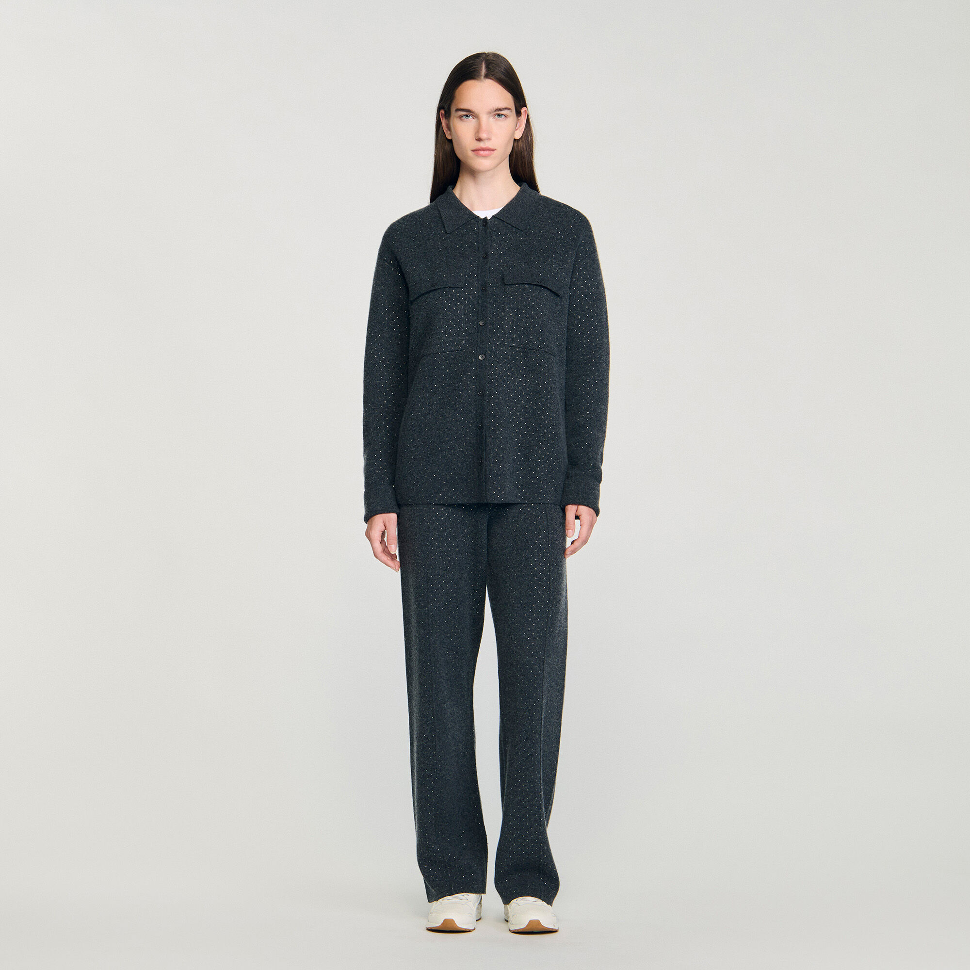 Langer Strass-Pullover