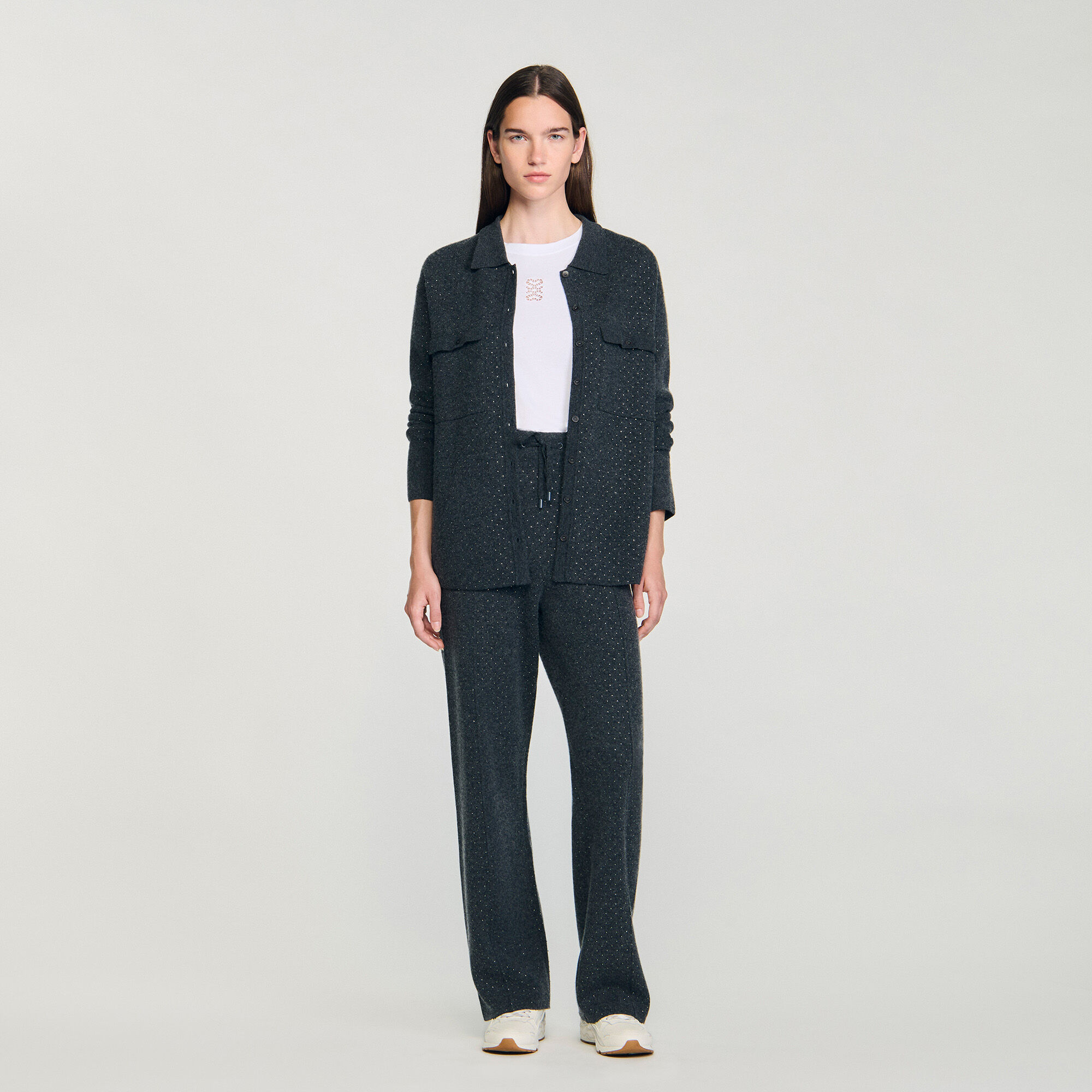 Langer Strass-Pullover