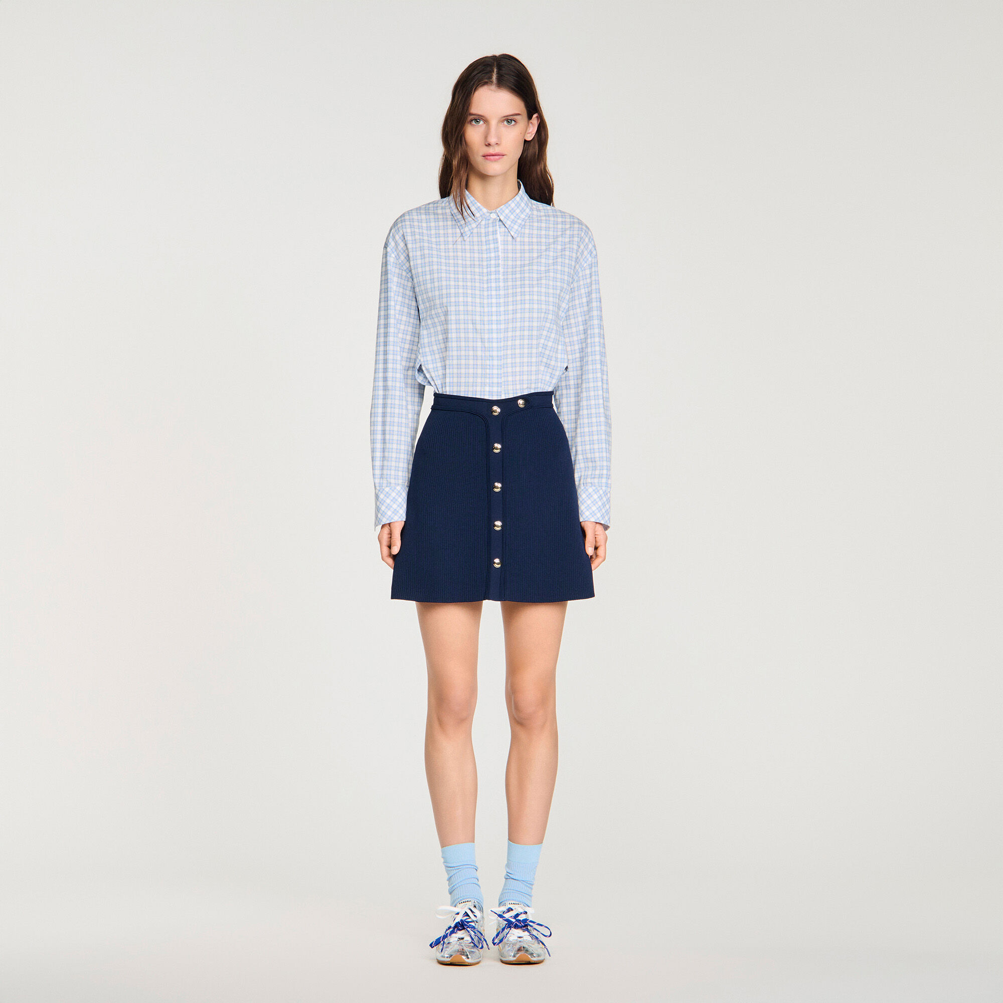 Mini-Ripp-Short mit Knöpfen