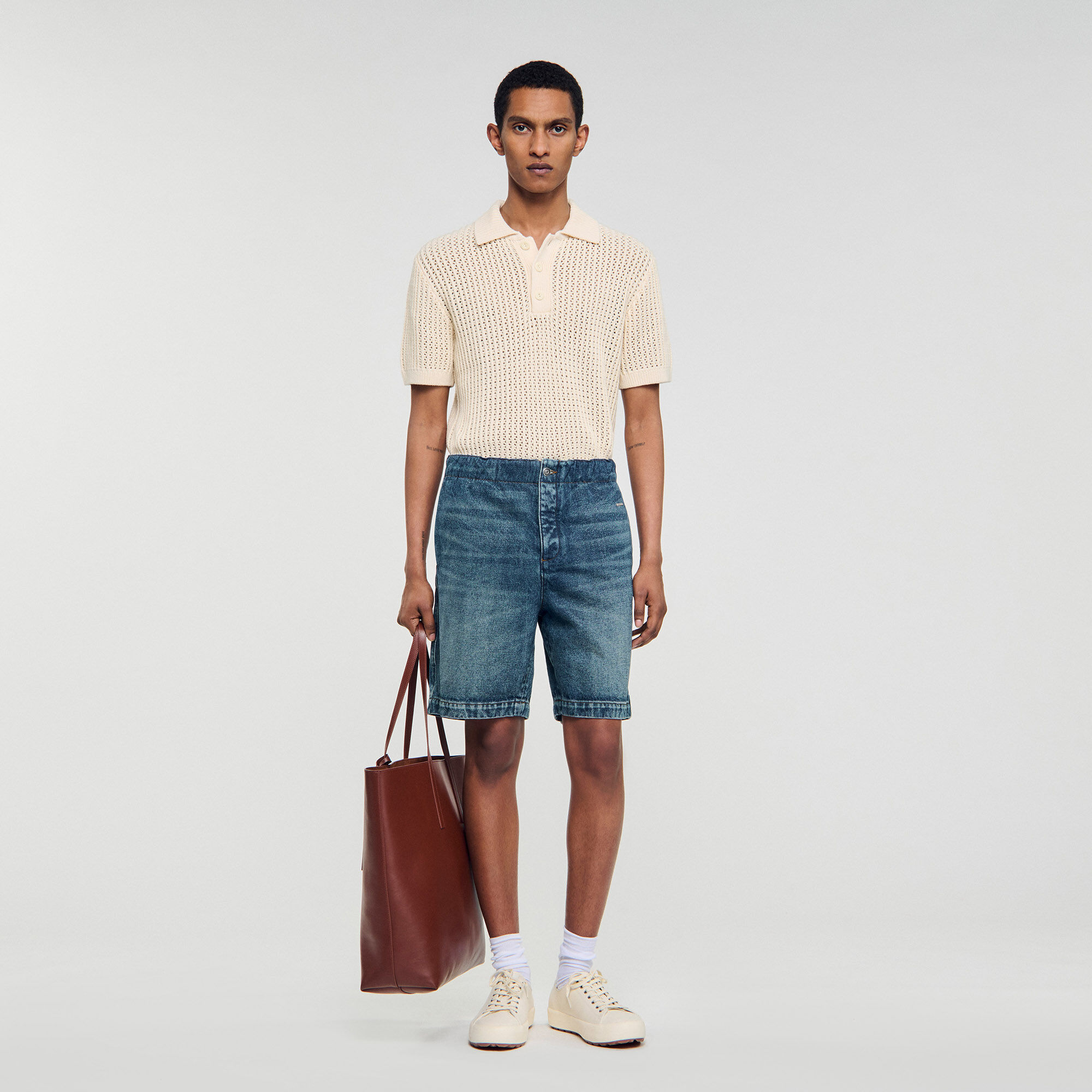 Gummierte Denim-Shorts