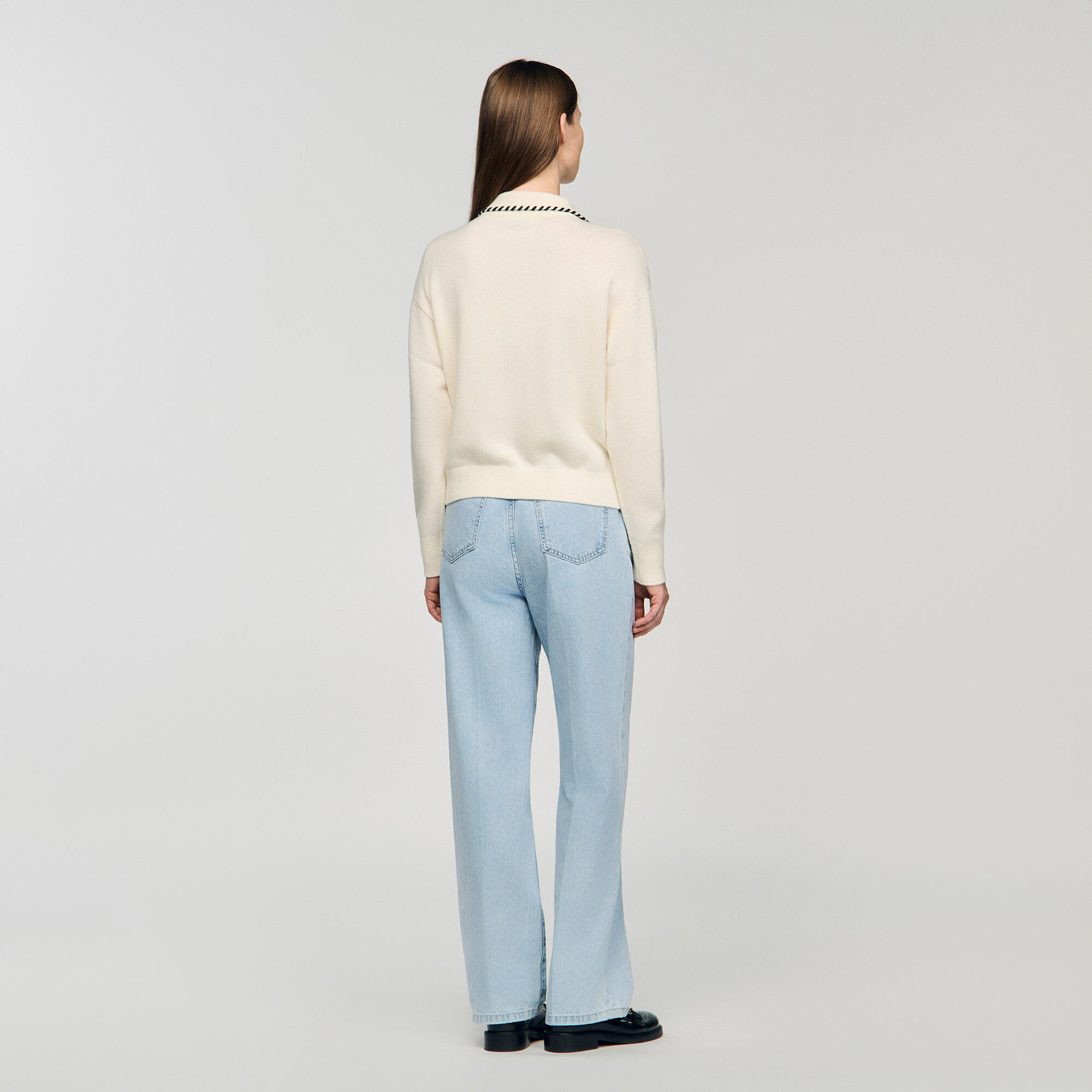 Kontrast-Polohemd-Strickpullover