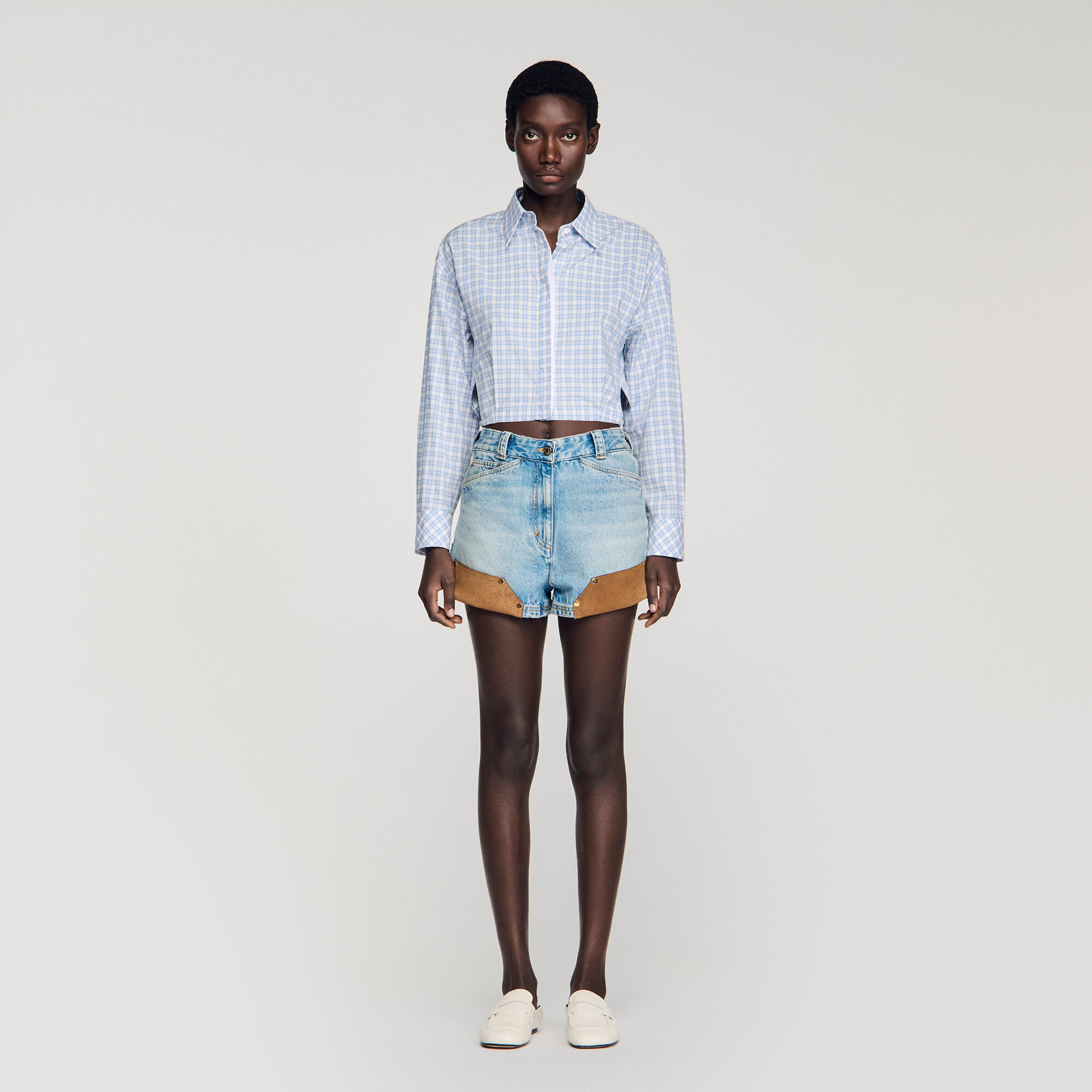 Verstärkte Denim- und Ledershorts