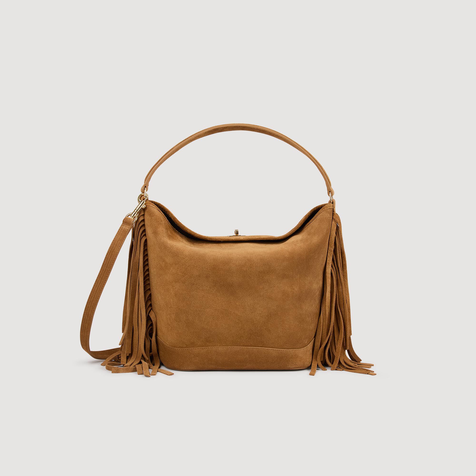 TANGOSO Bucket-Handtasche aus Leder mit Fransen