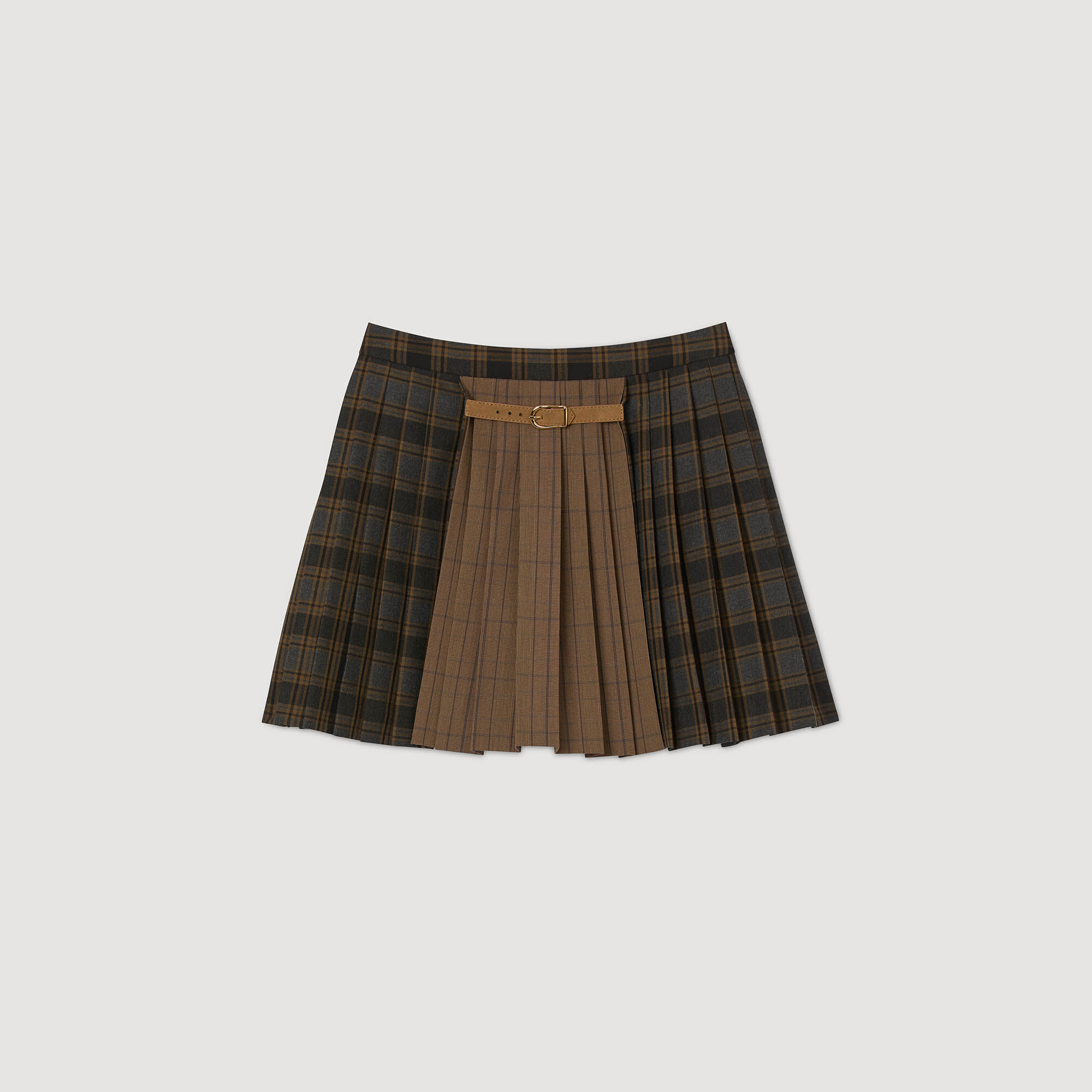 Kariertes Plissee-Minikleid